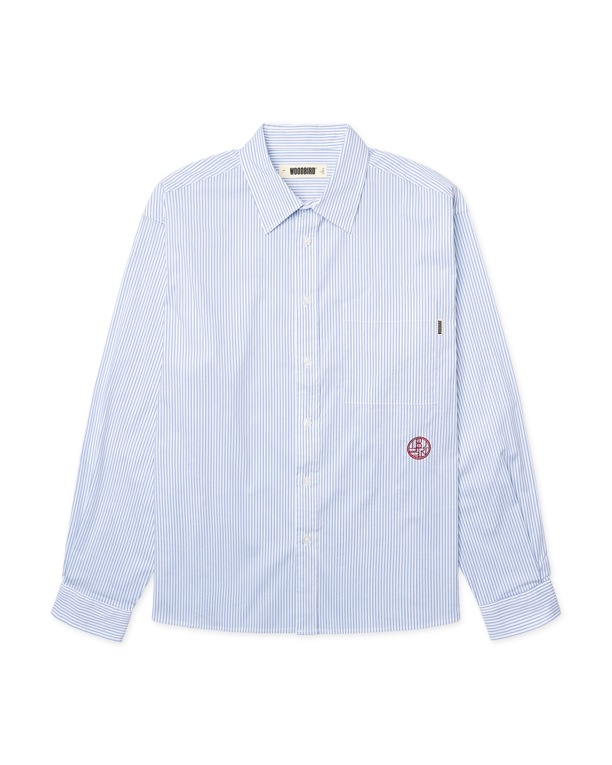 Woodbird WBBuzo Stripe EMB Shirt Shirts White-Blue