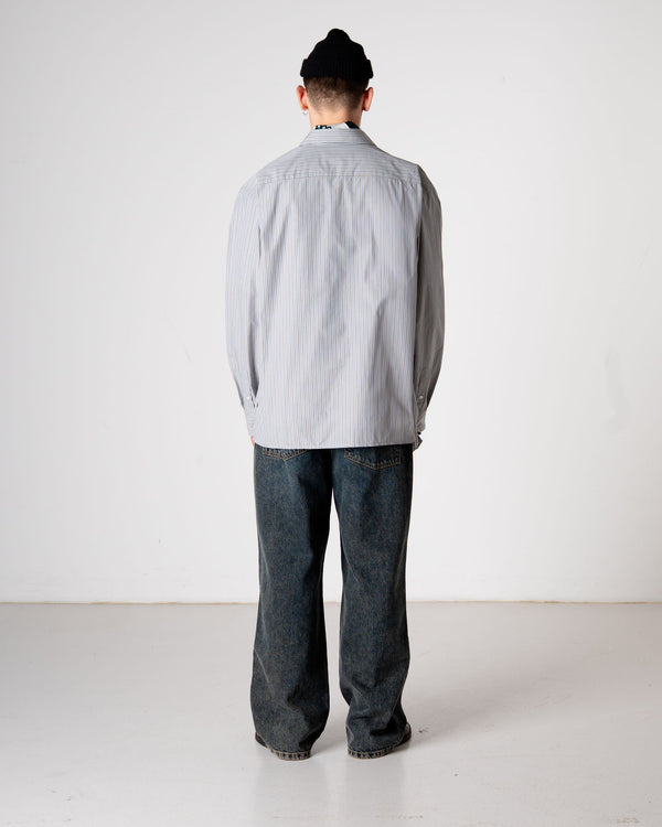 Woodbird WBBuzo Striped Shirt Shirts Light Blue
