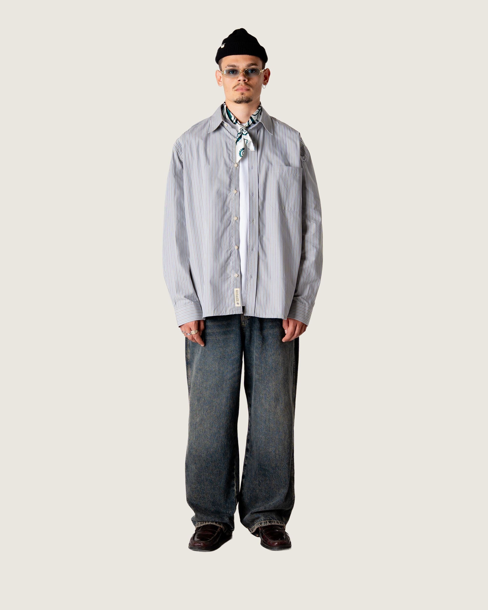 Woodbird WBBuzo Striped Shirt Shirts Light Blue