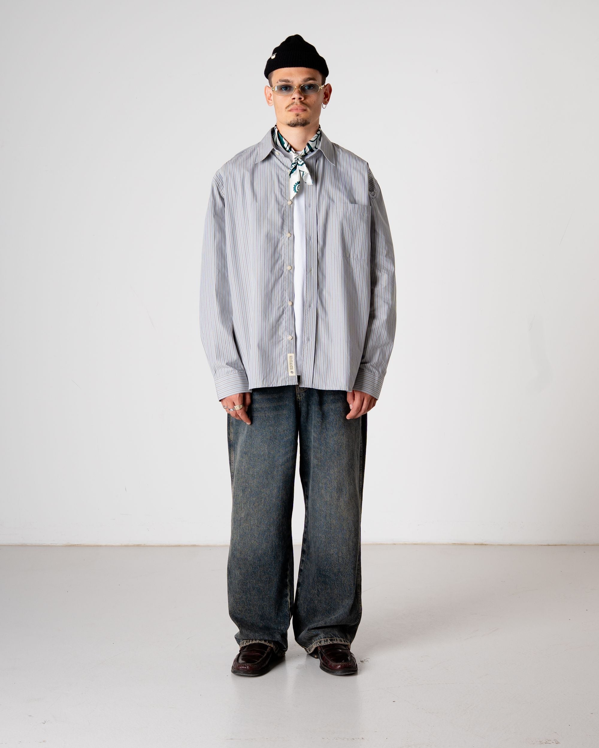 Woodbird WBBuzo Striped Shirt Shirts Light Blue