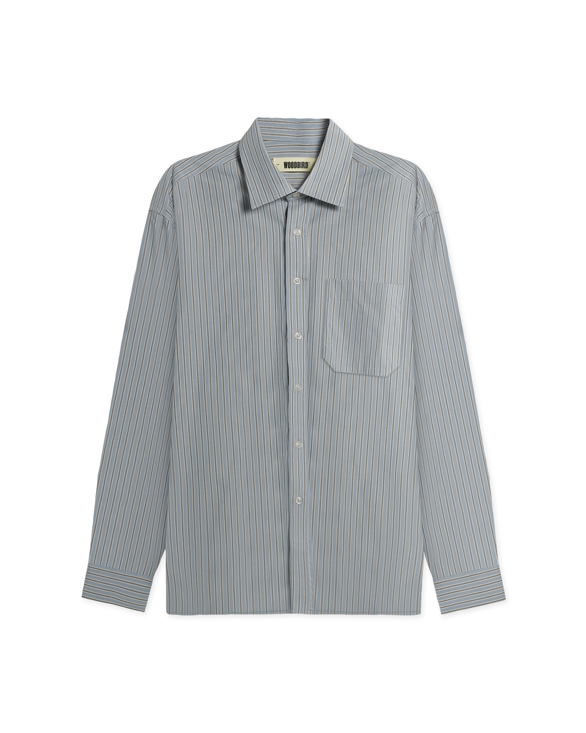 Woodbird WBBuzo Striped Shirt Shirts Light Blue