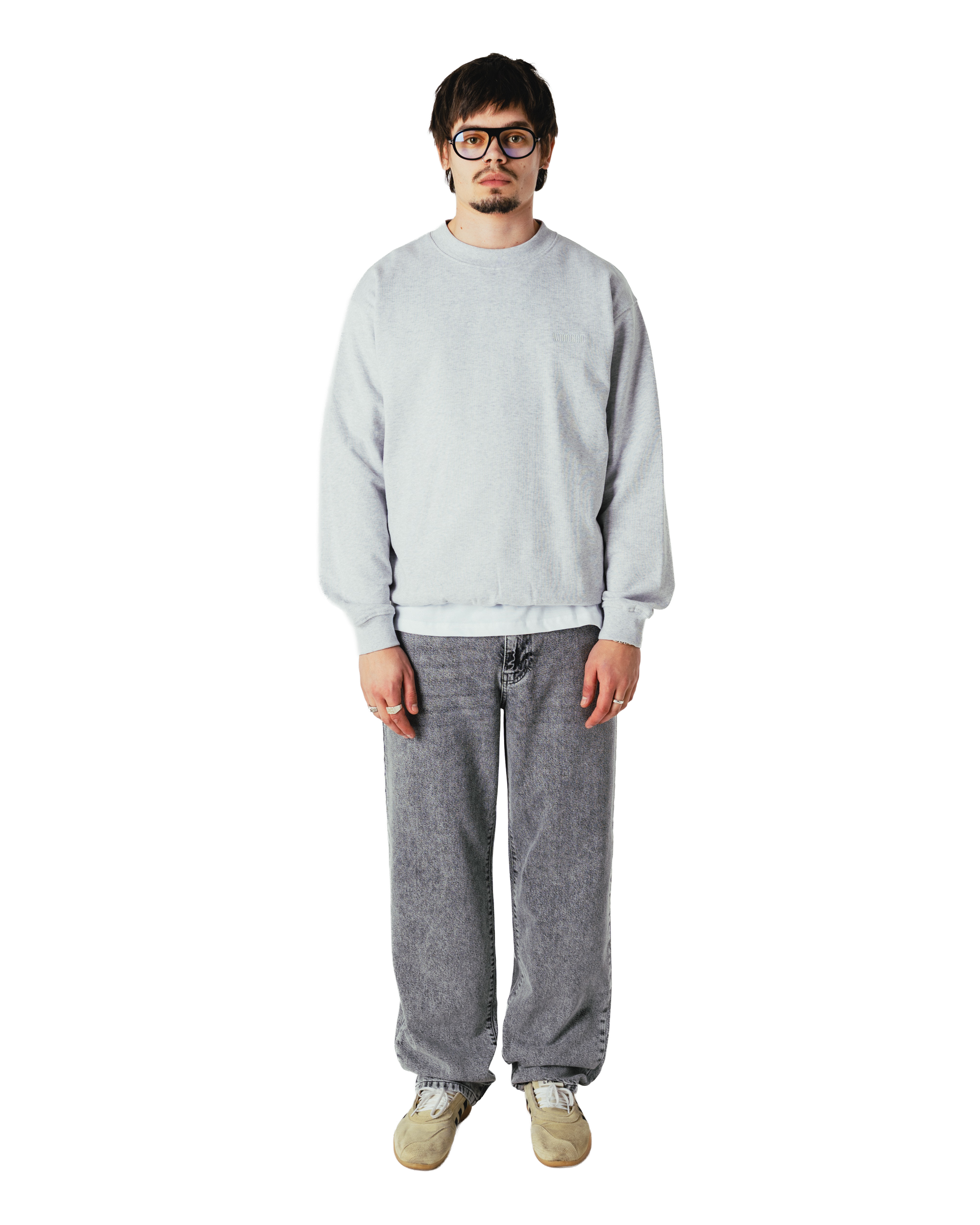 Woodbird WBCane Base Crew Sweats Grey Melange