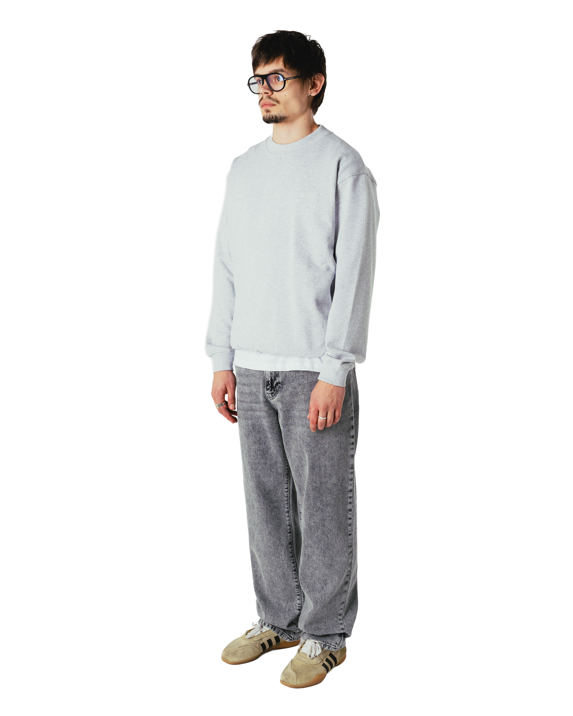 Woodbird WBCane Base Crew Sweats Grey Melange