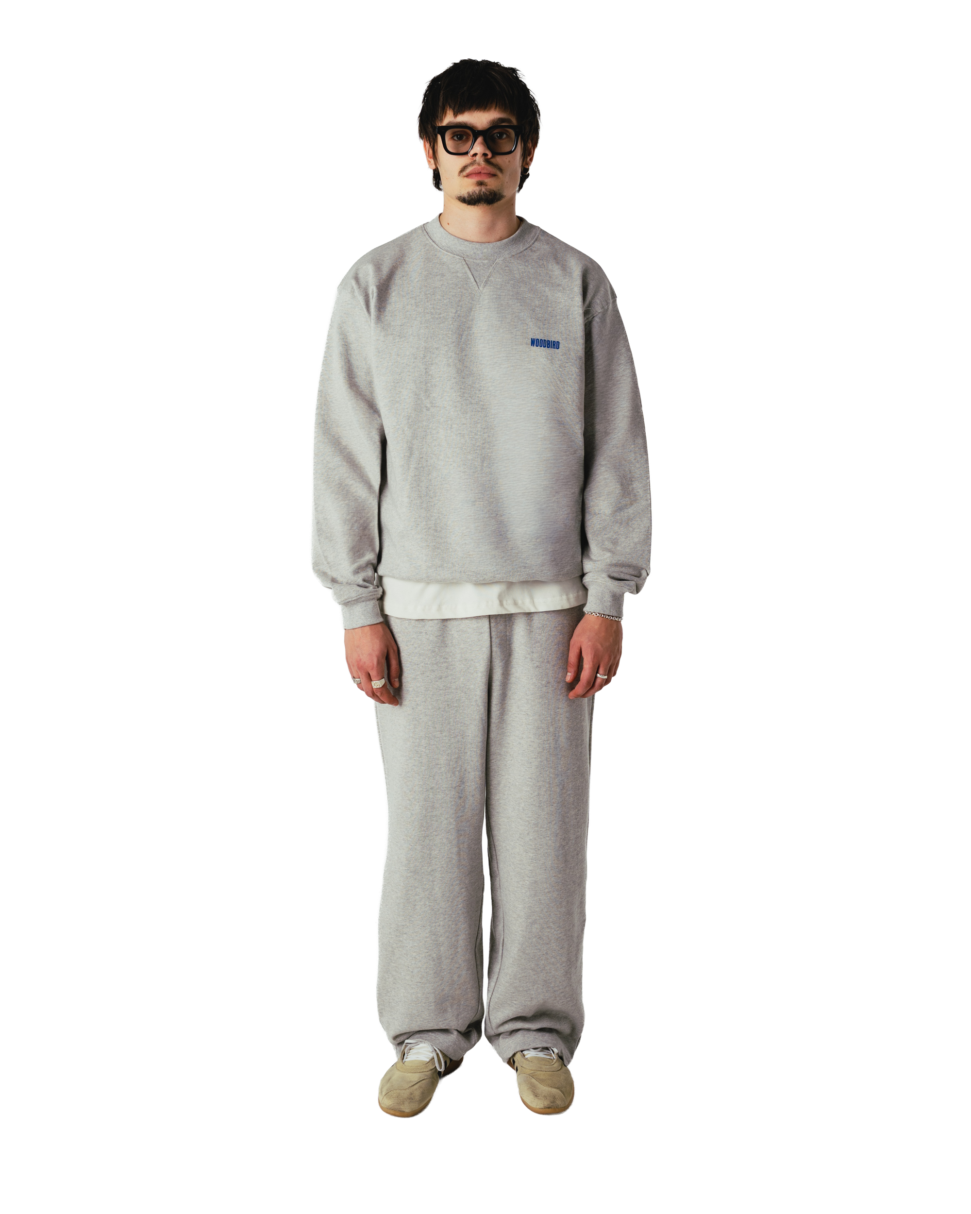 Woodbird WBCane Lion Crew Sweats Light Grey Melange