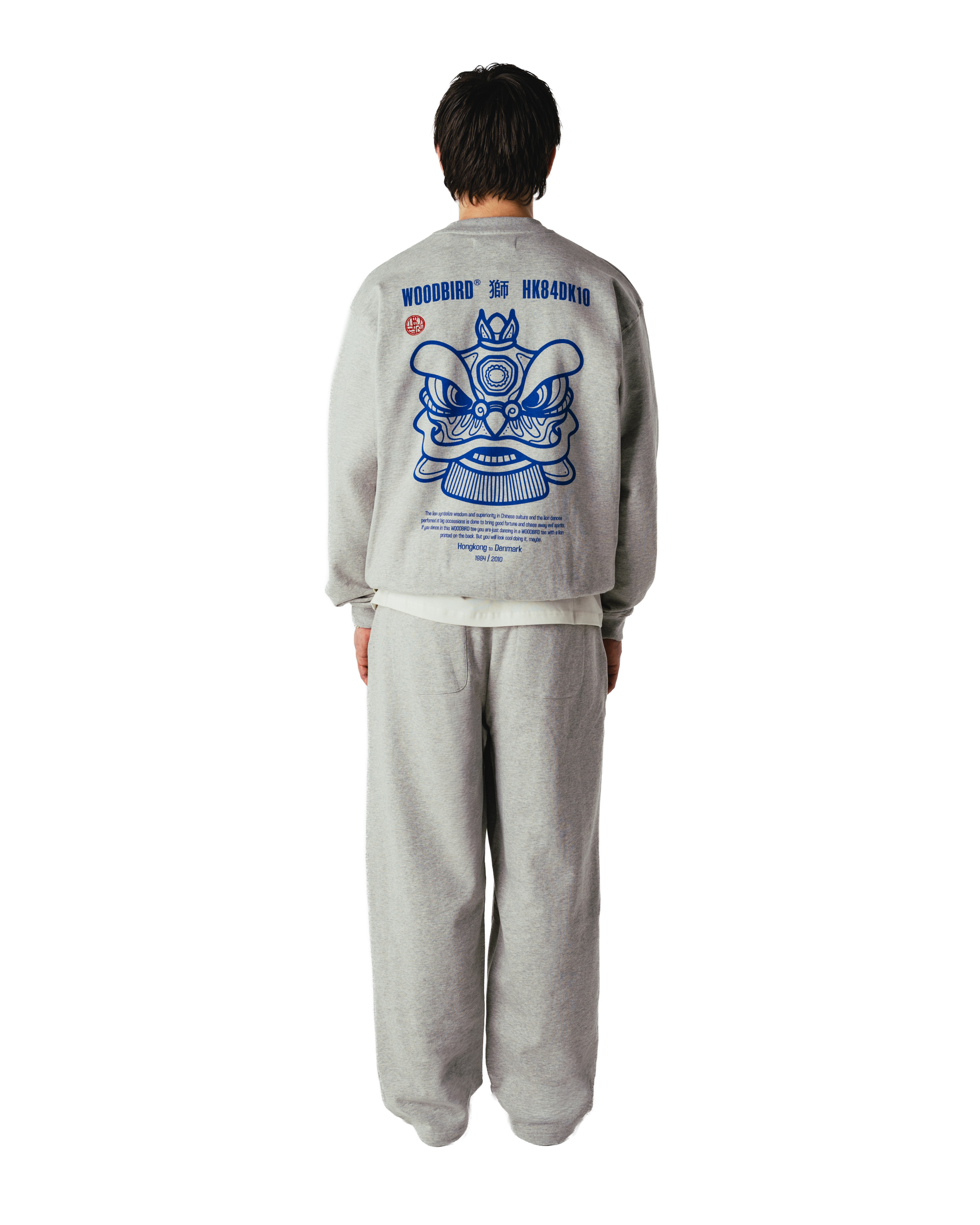 Woodbird WBCane Lion Crew Sweats Light Grey Melange