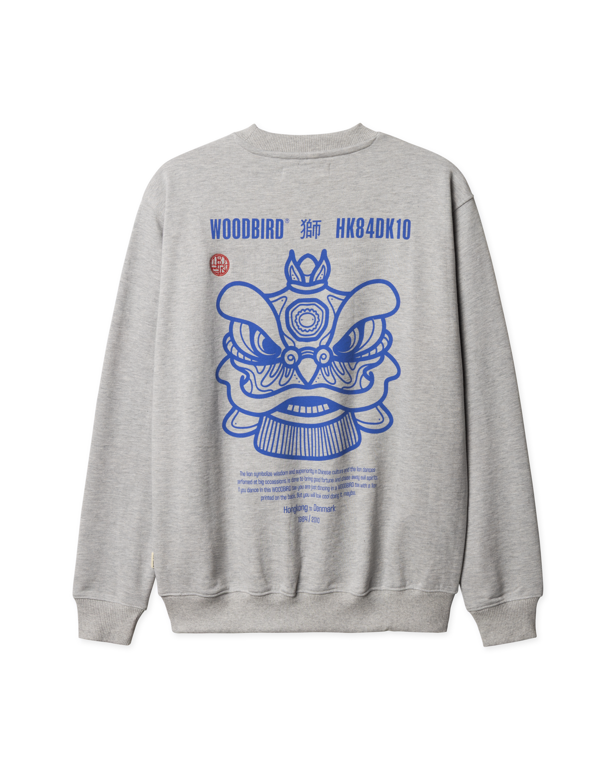 Woodbird WBCane Lion Crew Sweats Light Grey Melange