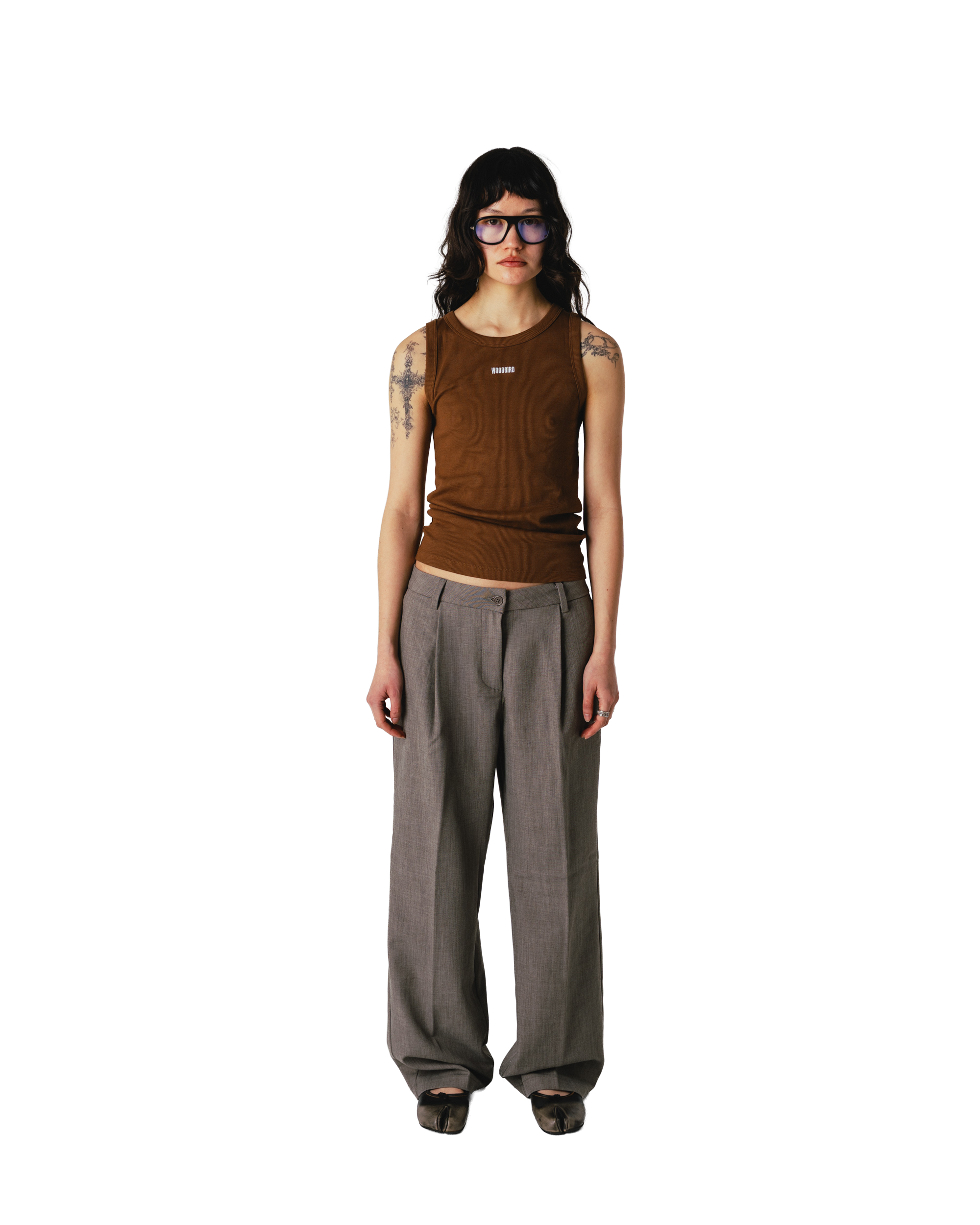 Woodbird Female WBDee Rib Tank Top T-Shirts Mid Brown