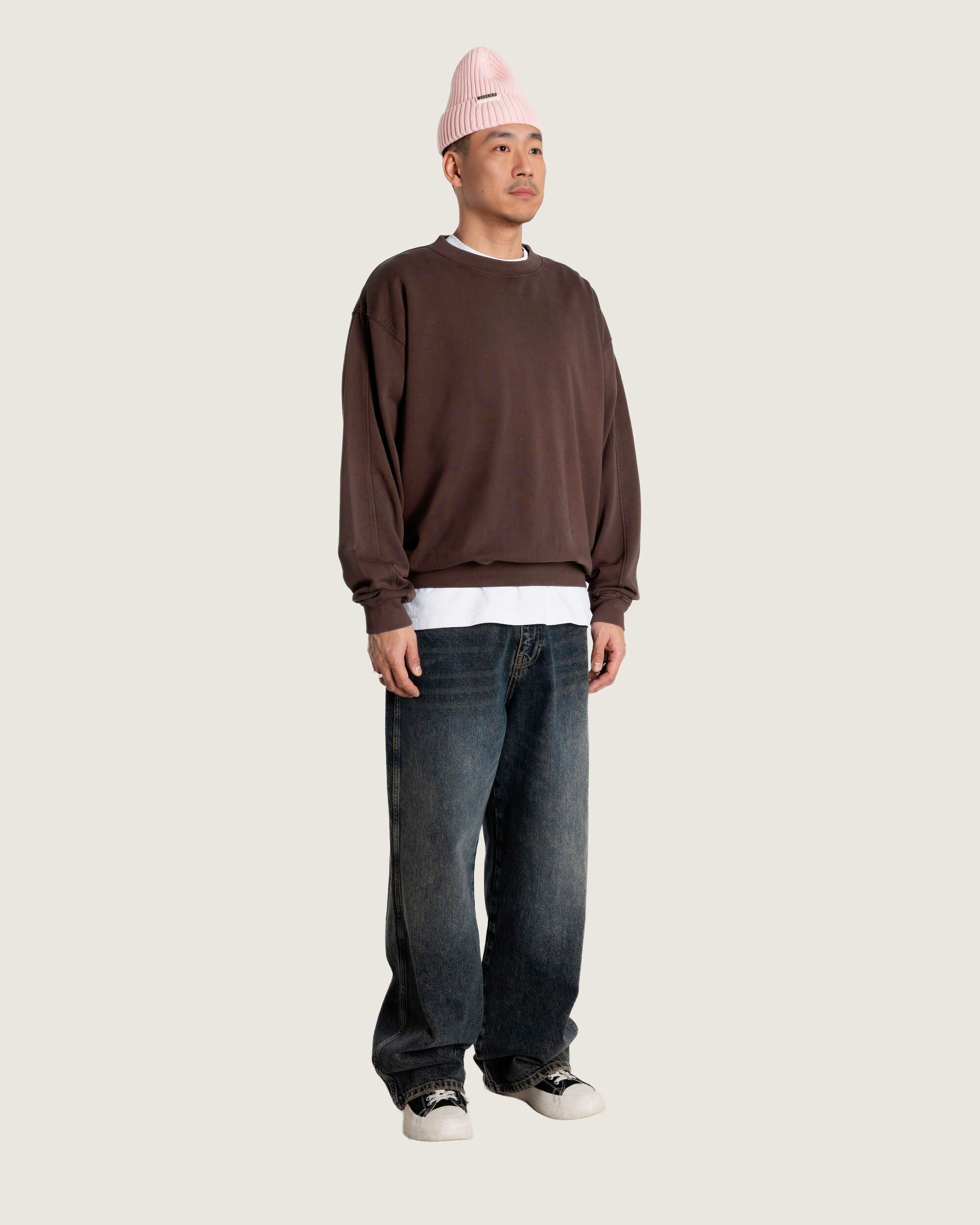 Woodbird WBDon Washed Crew Sweats Brown