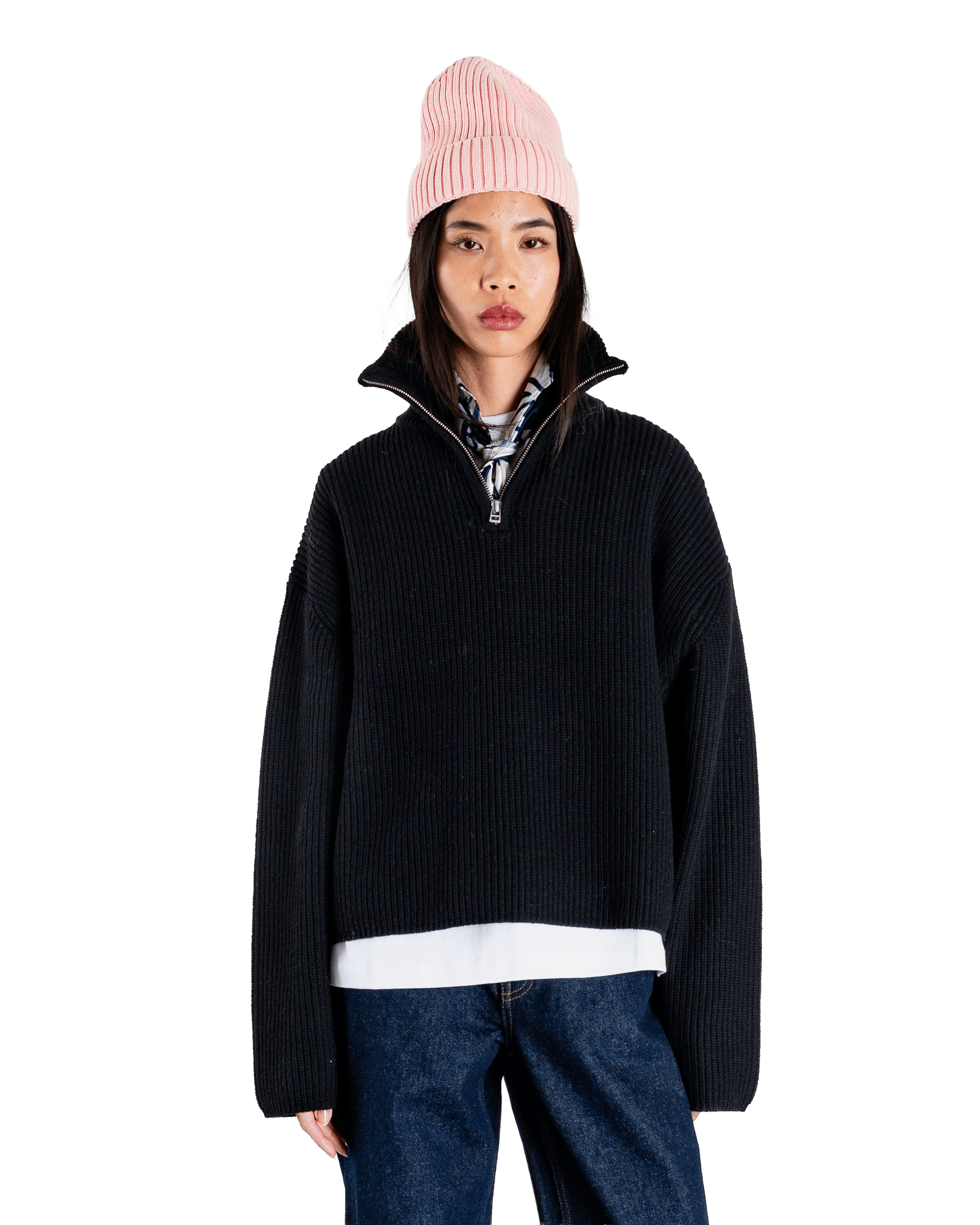 Woodbird Female WBFang Half Zip Knit Knits Black