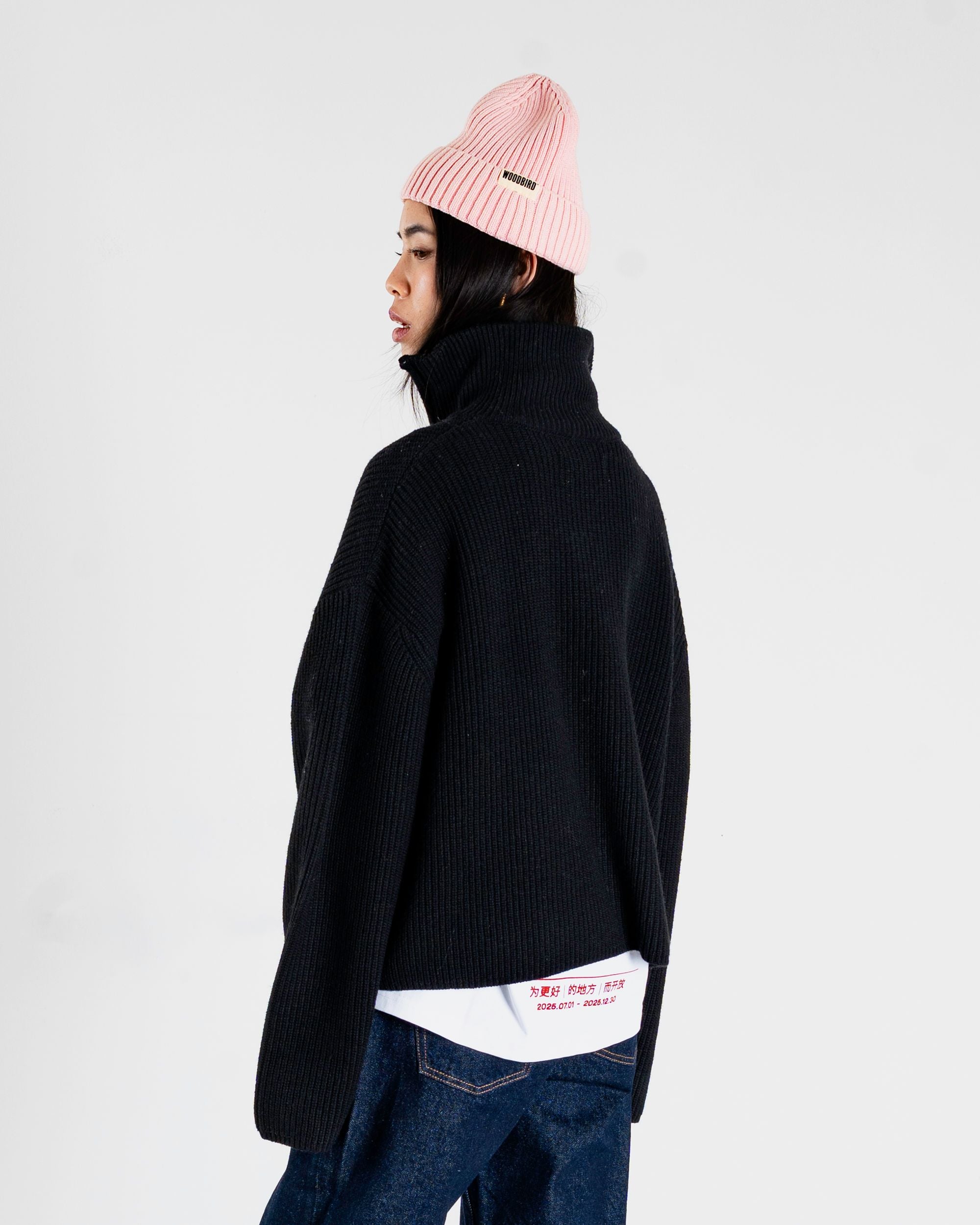 Woodbird Female WBFang Half Zip Knit Knits Black