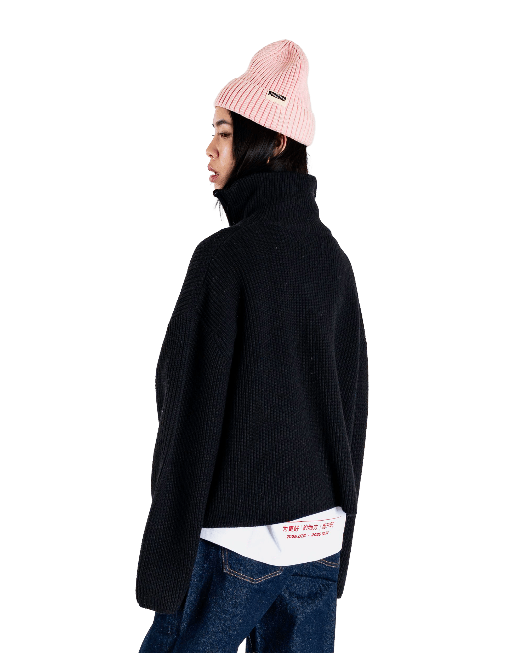 Woodbird Female WBFang Half Zip Knit Knits Black