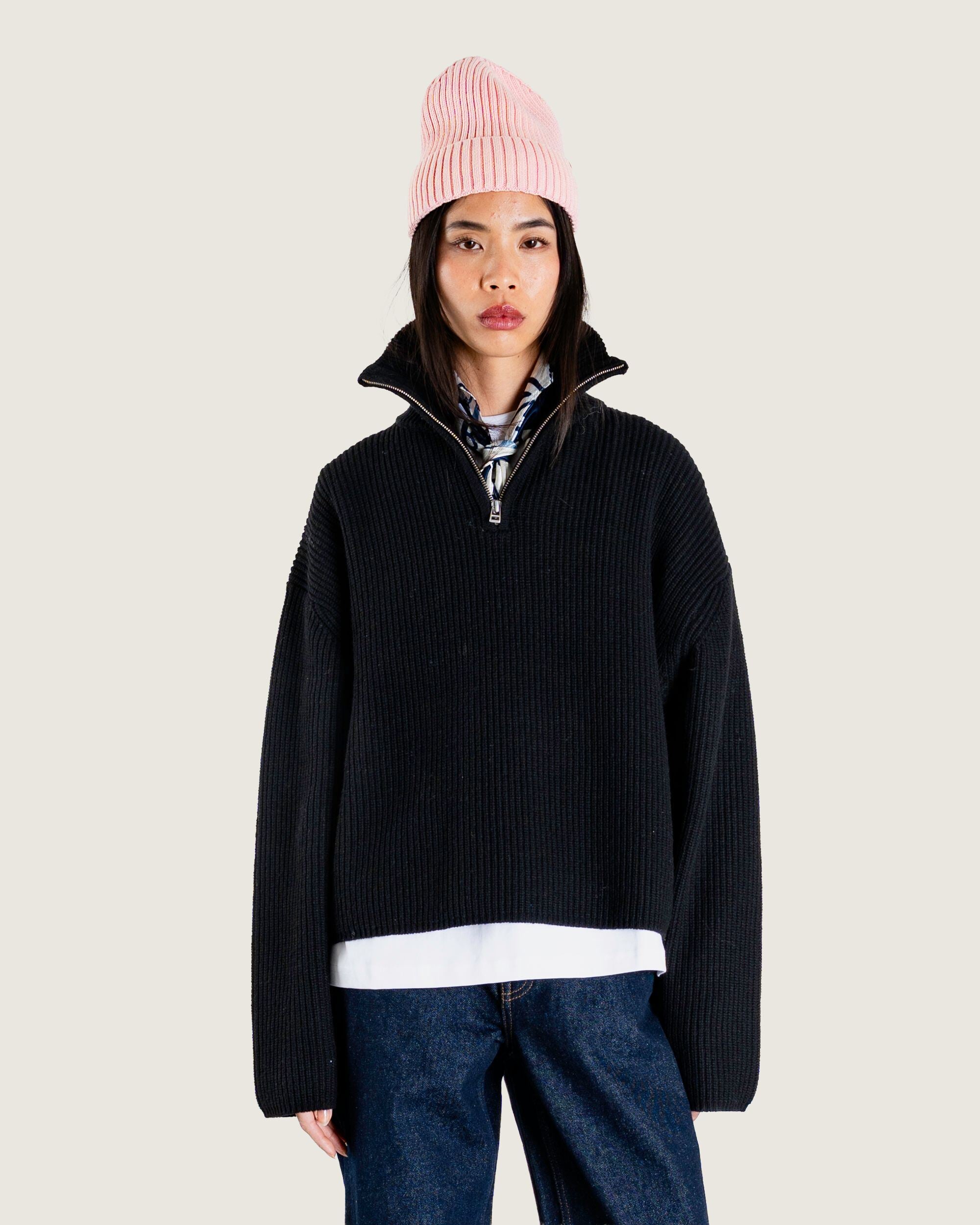WBFang Half Zip Knit - Black – Woodbird