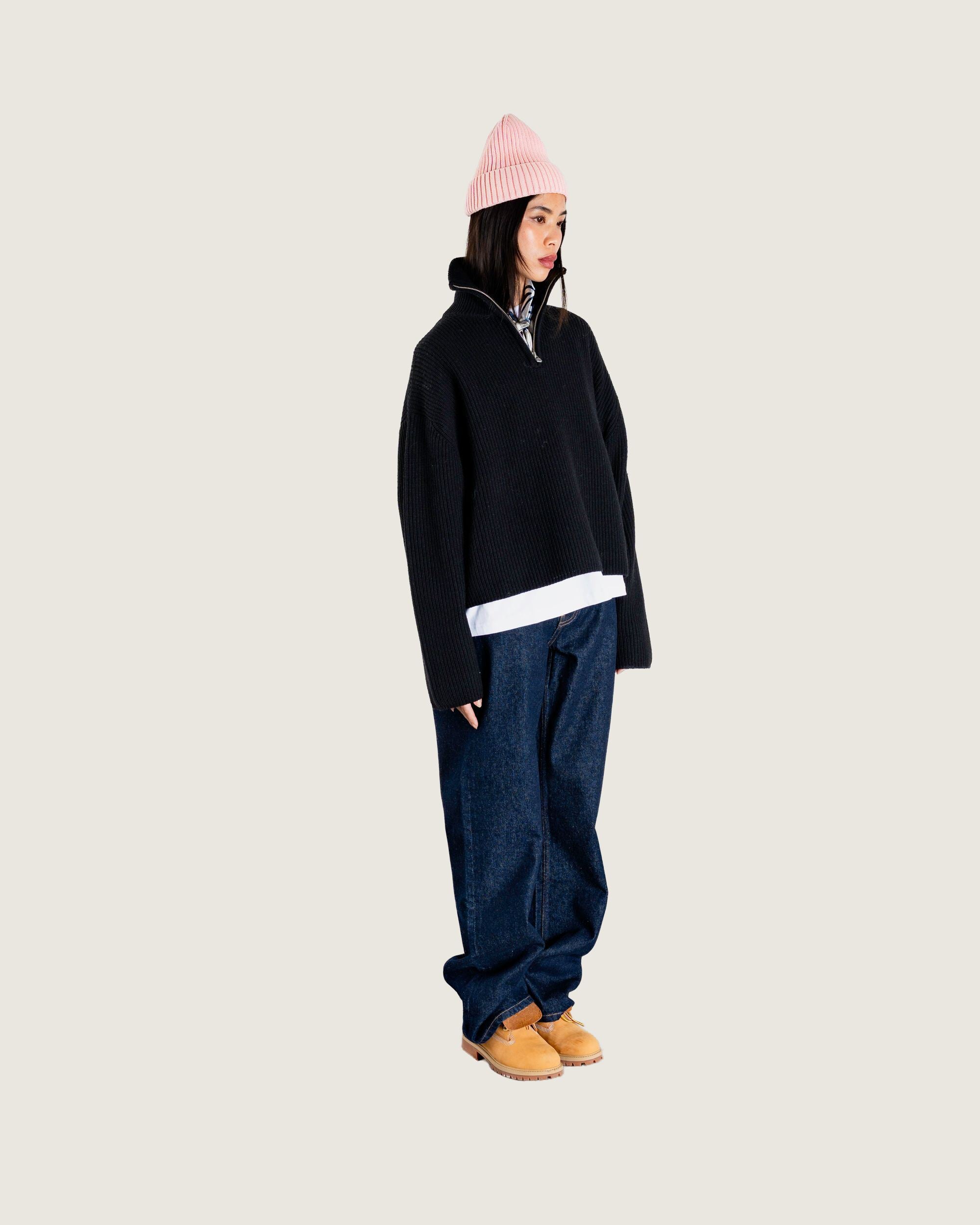 Woodbird Female WBFang Half Zip Knit Knits Black