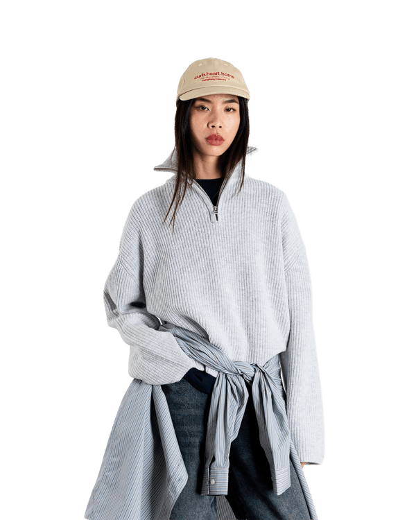 Woodbird Female WBFang Half Zip Knit Knits Light Grey