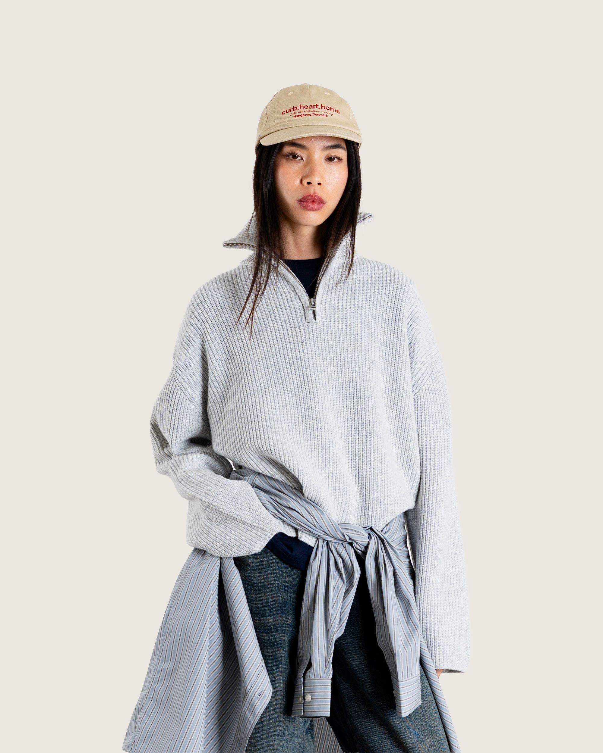 WBFang Half Zip Knit - Light Grey – Woodbird