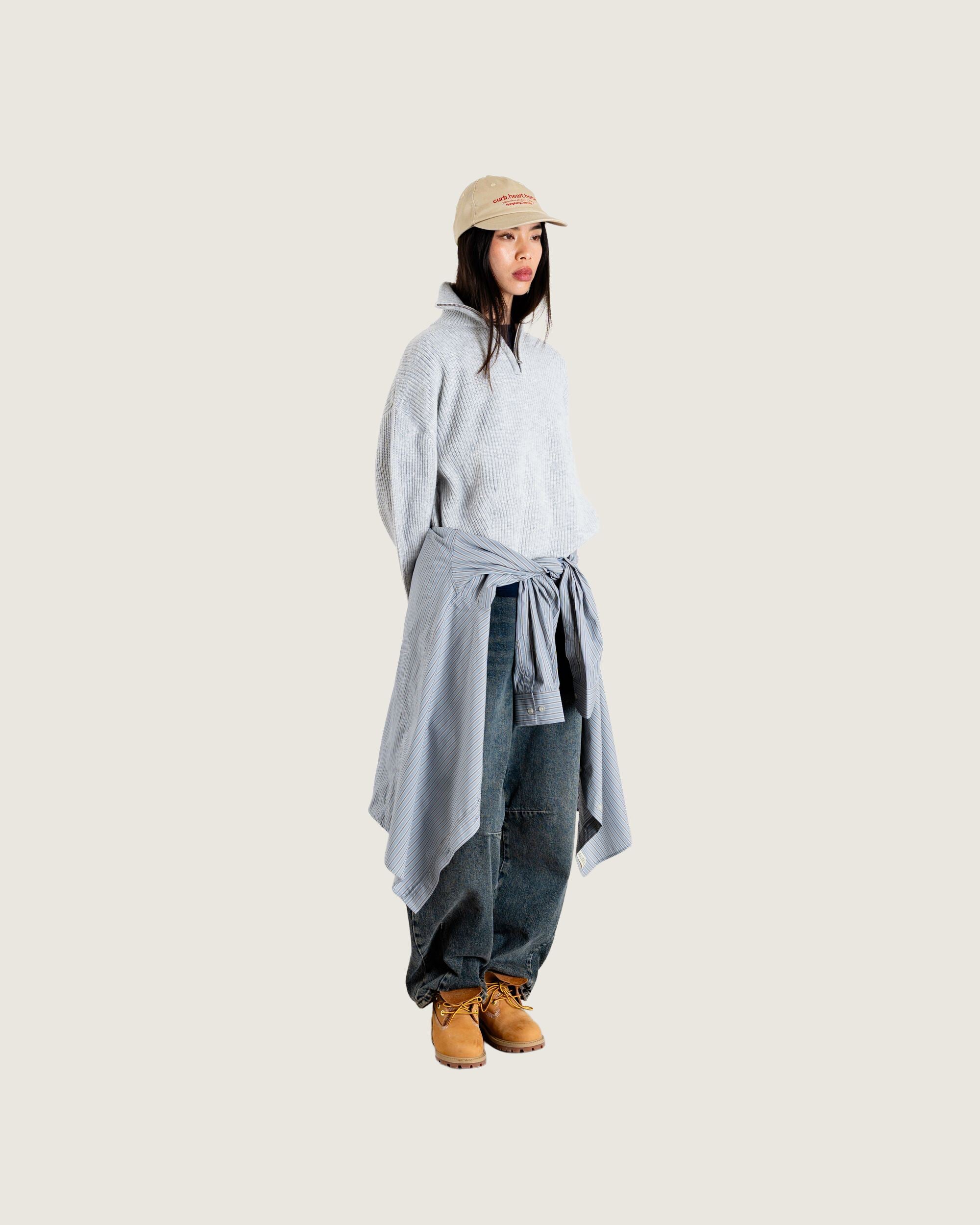 Woodbird Female WBFang Half Zip Knit Knits Light Grey