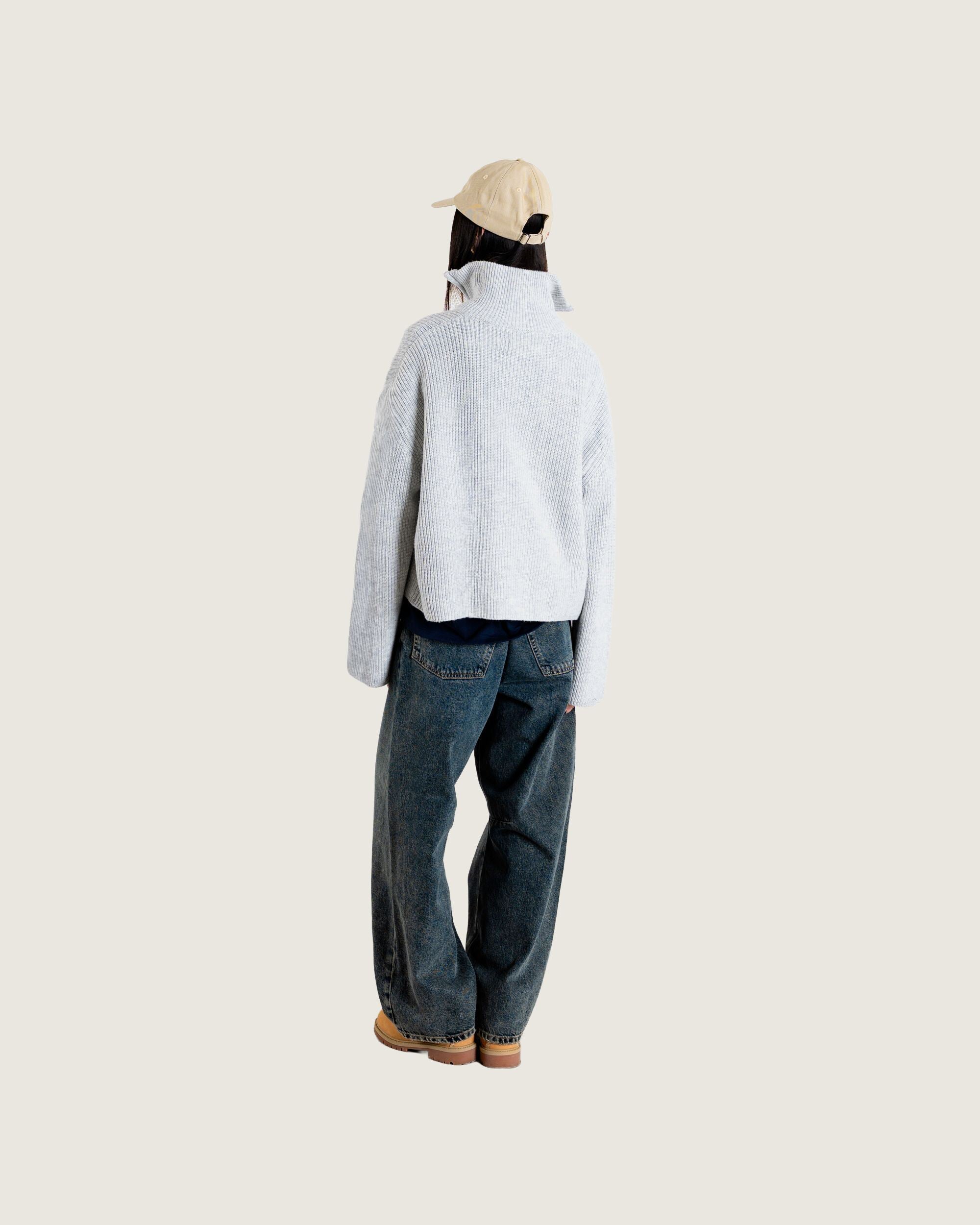 Woodbird Female WBFang Half Zip Knit Knits Light Grey