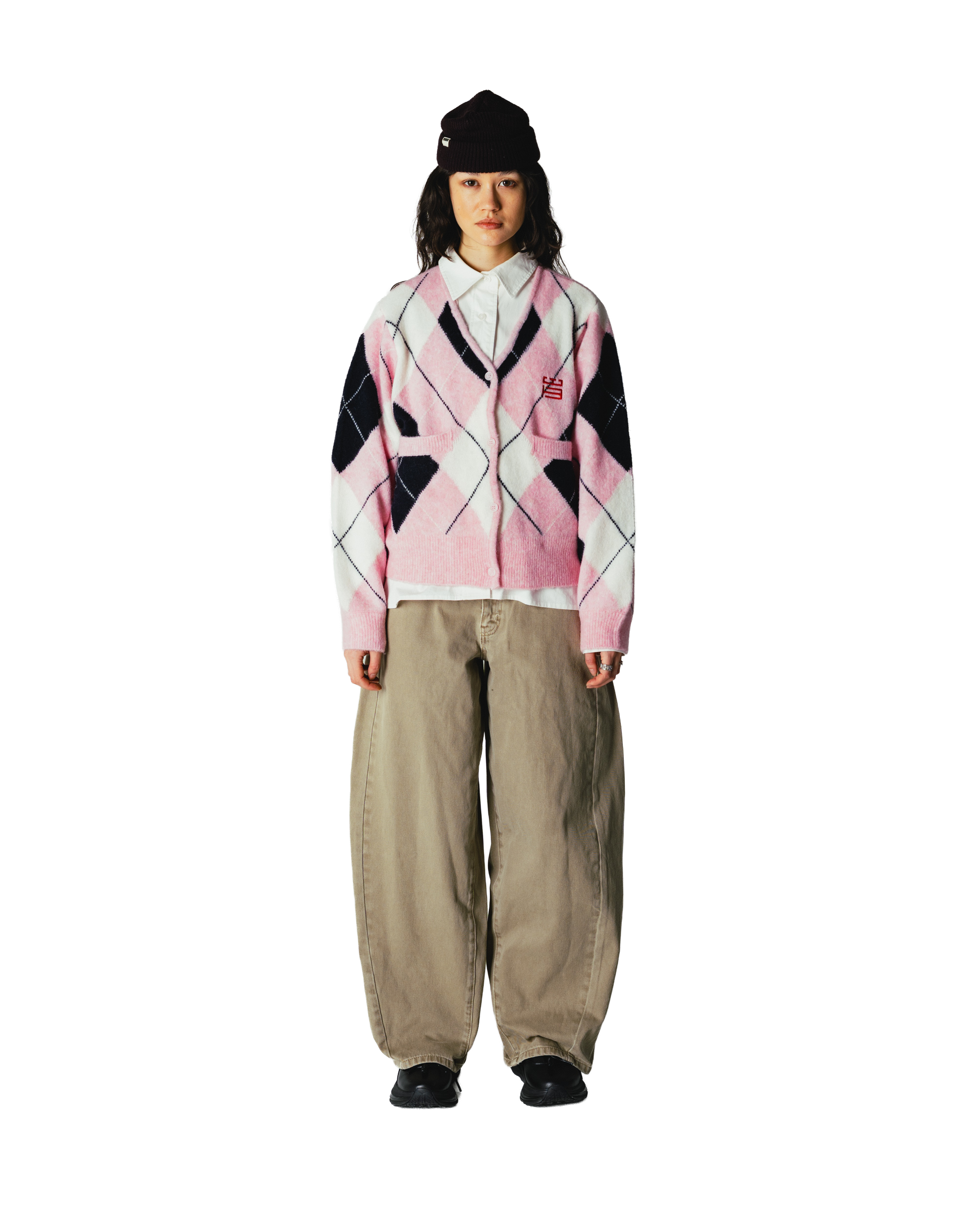 Woodbird Female WBFen Argyle Cardigan Knits Dusty Violet-Navy