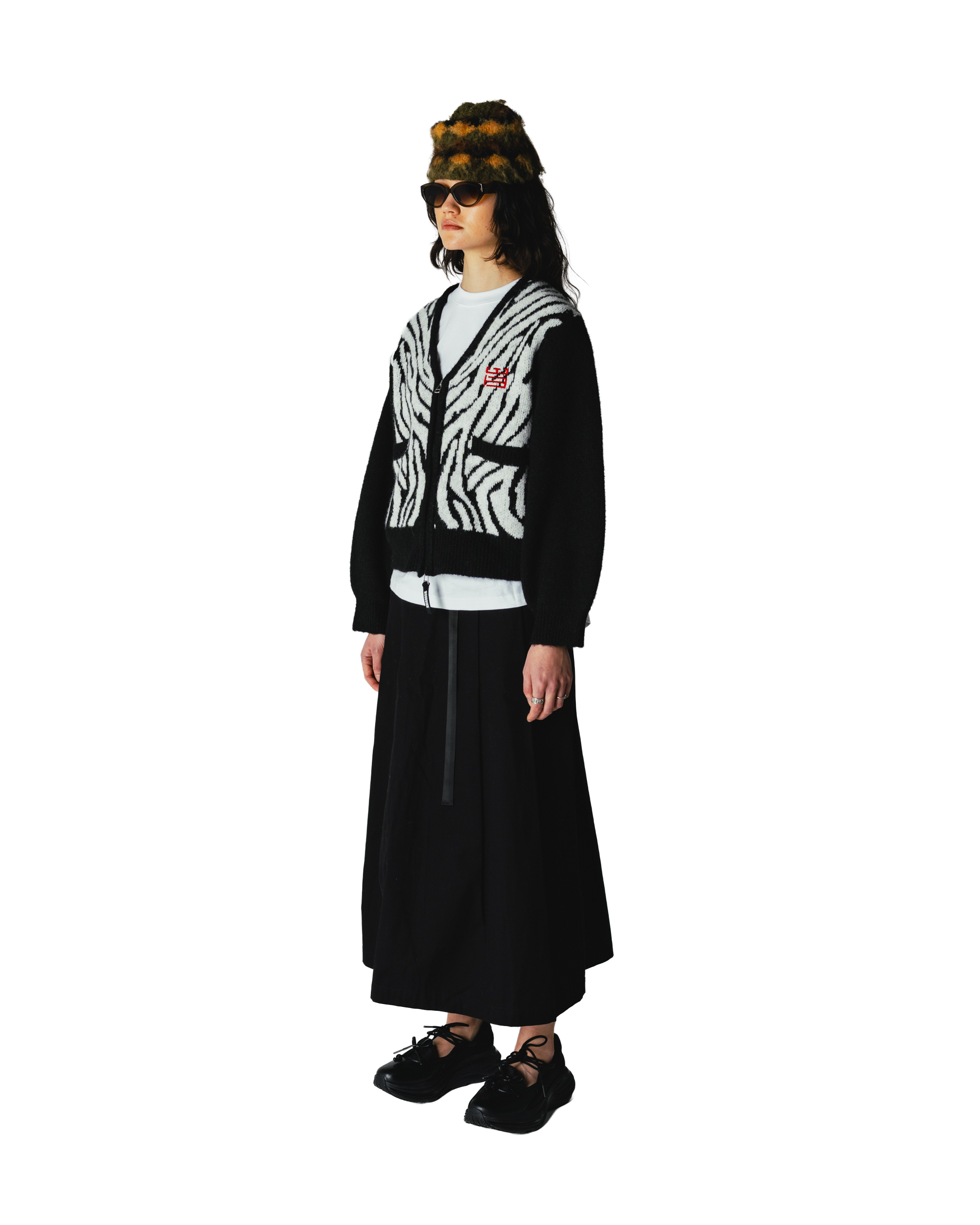 Woodbird Female WBFen Zebra Zip Cardigan Knits Black-White