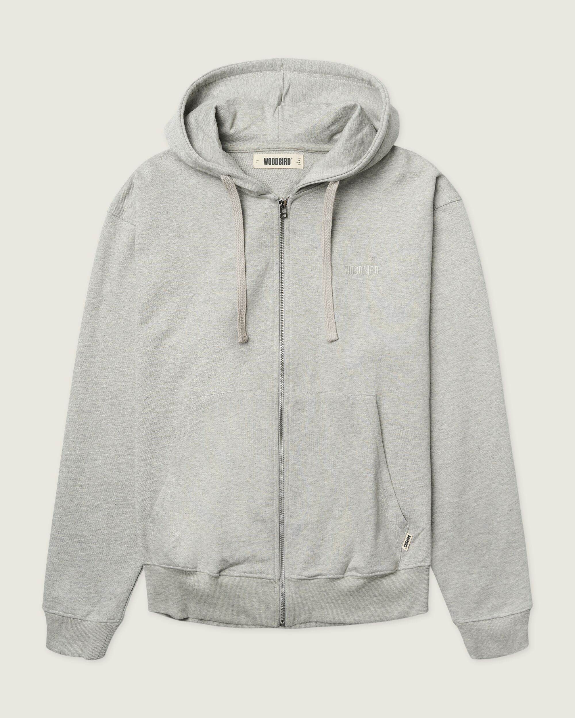 Woodbird WBFuji Base Zip Hoodie Sweats Light Grey Melange