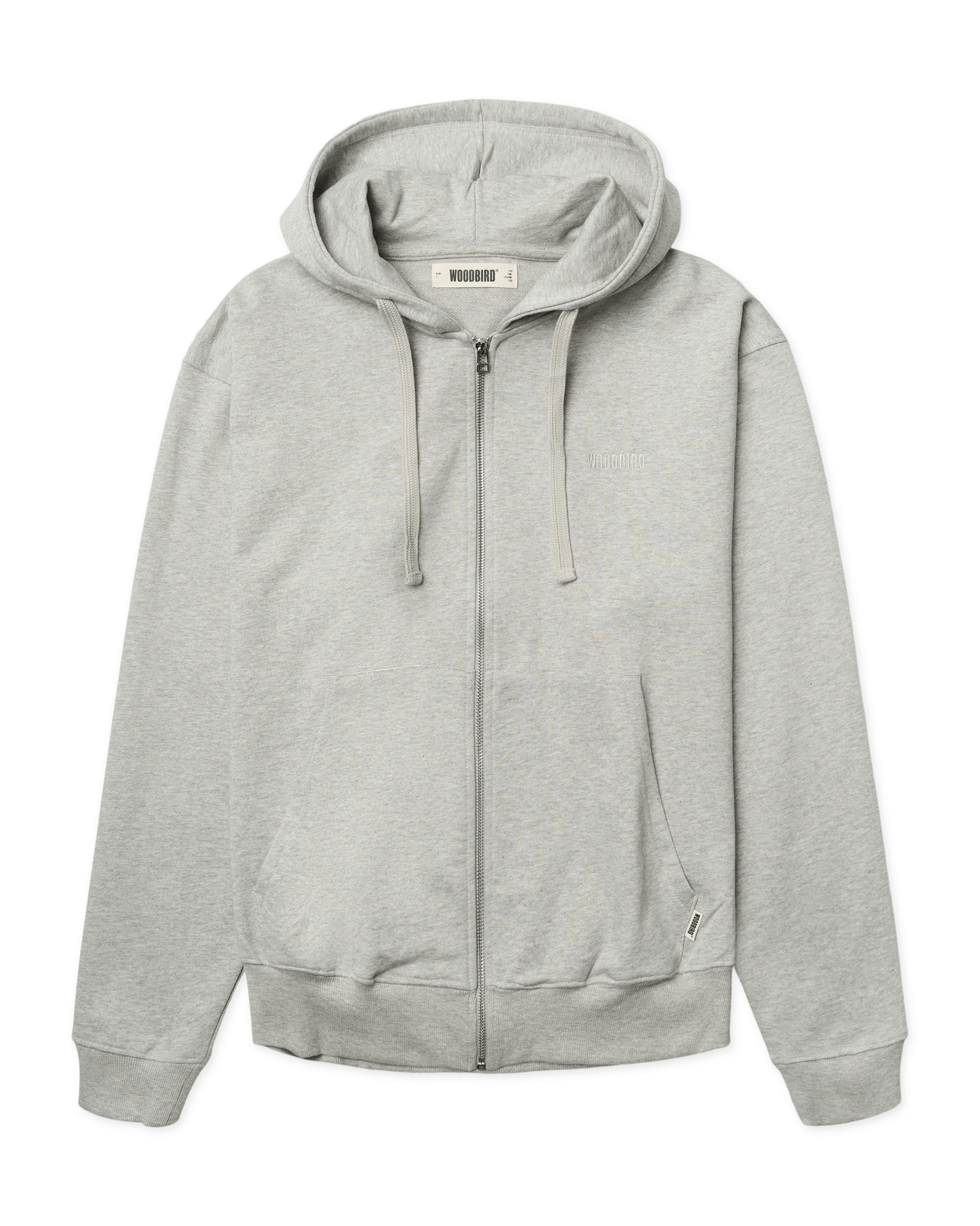 Woodbird WBFuji Base Zip Hoodie Sweats Light Grey Melange