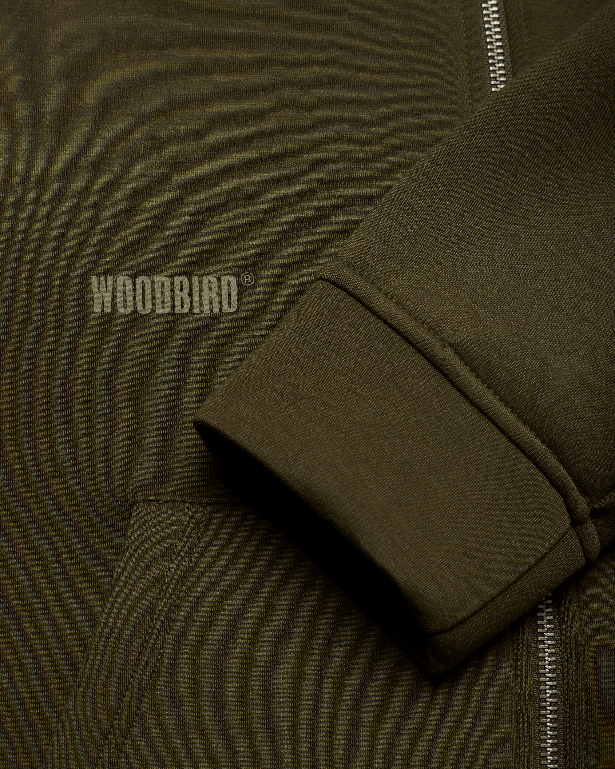 Woodbird WBFuji Scuba Zip Hoodie Sweats Dark Olive