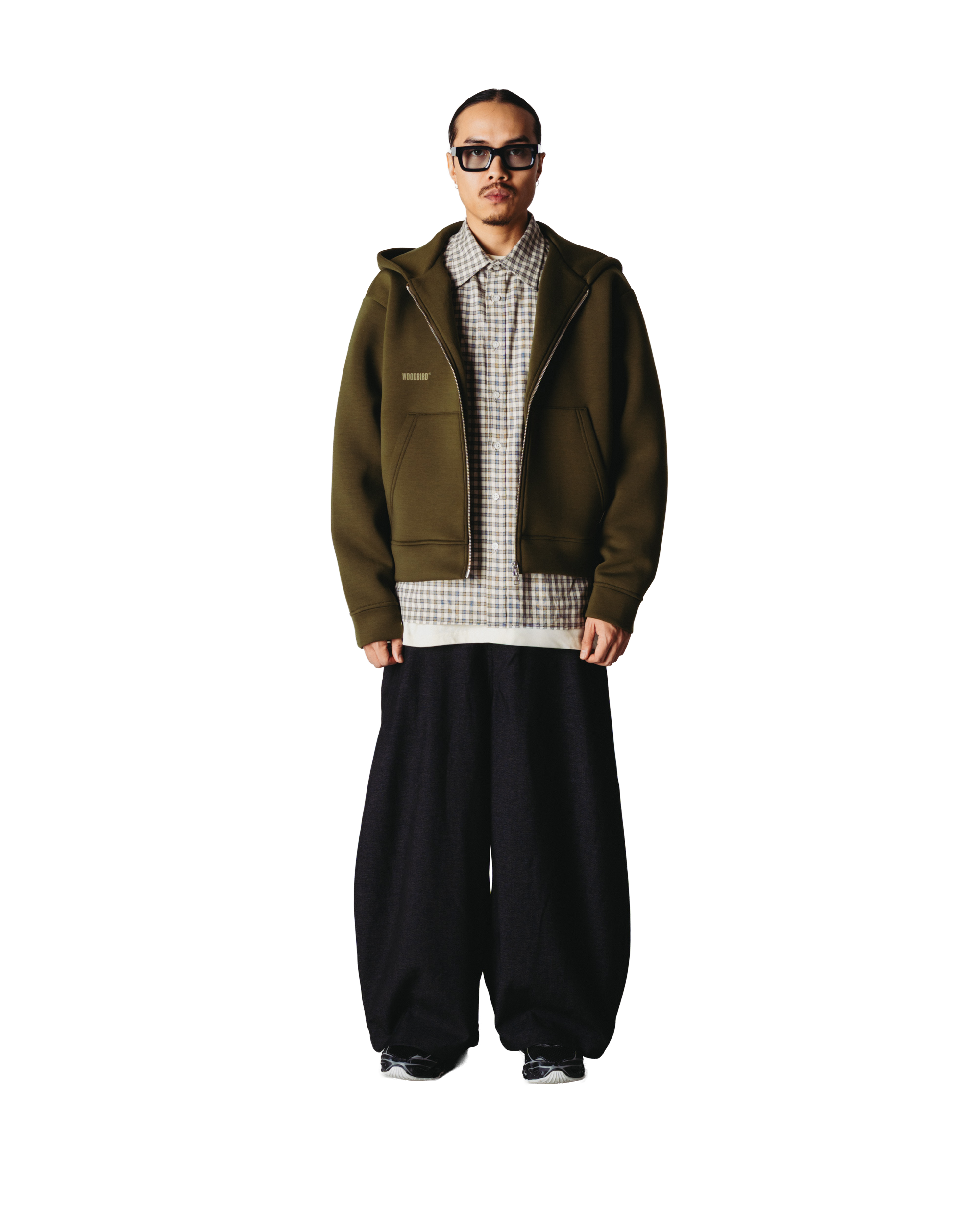 Woodbird WBFuji Scuba Zip Hoodie Sweats Dark Olive