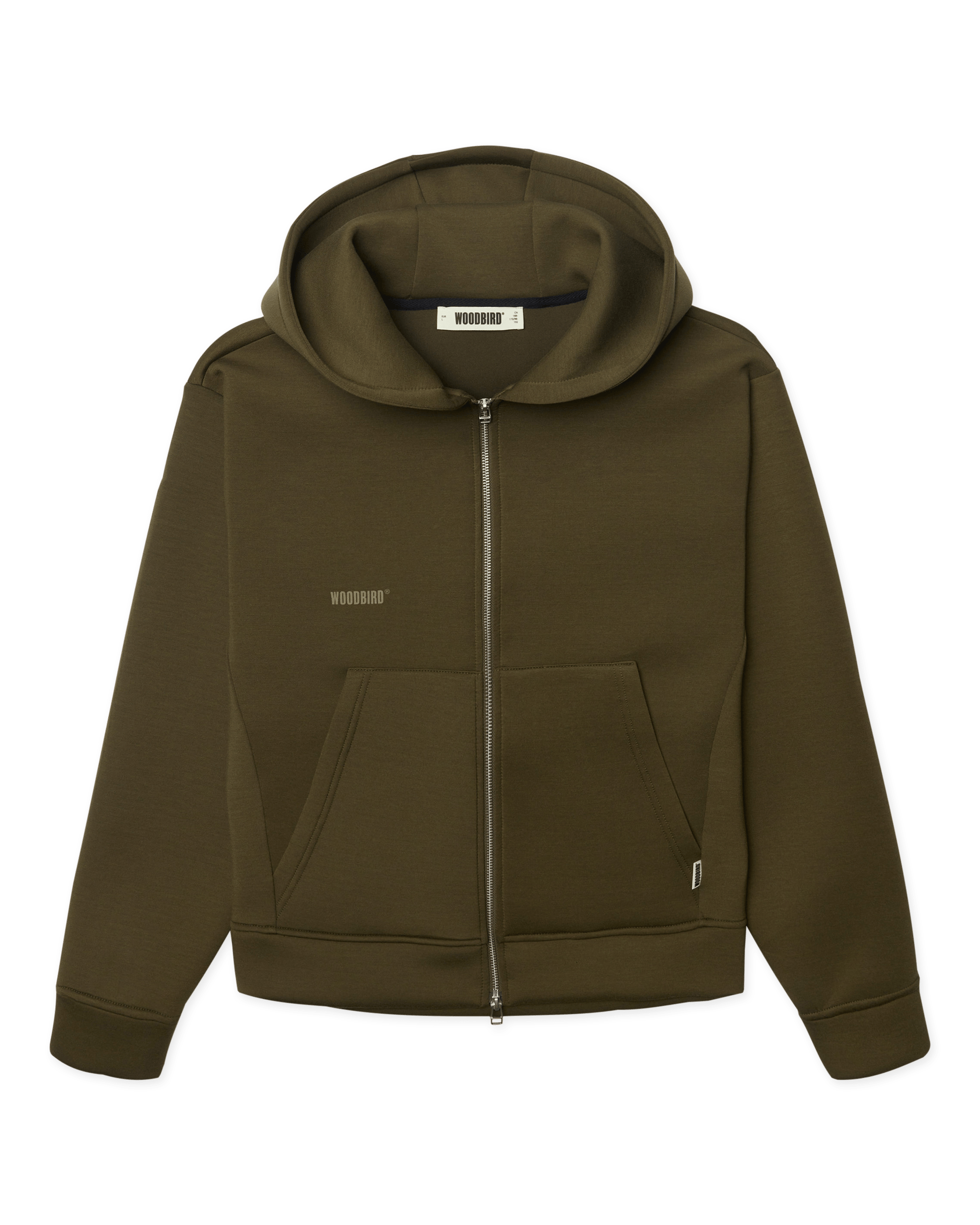 Woodbird WBFuji Scuba Zip Hoodie Sweats Dark Olive