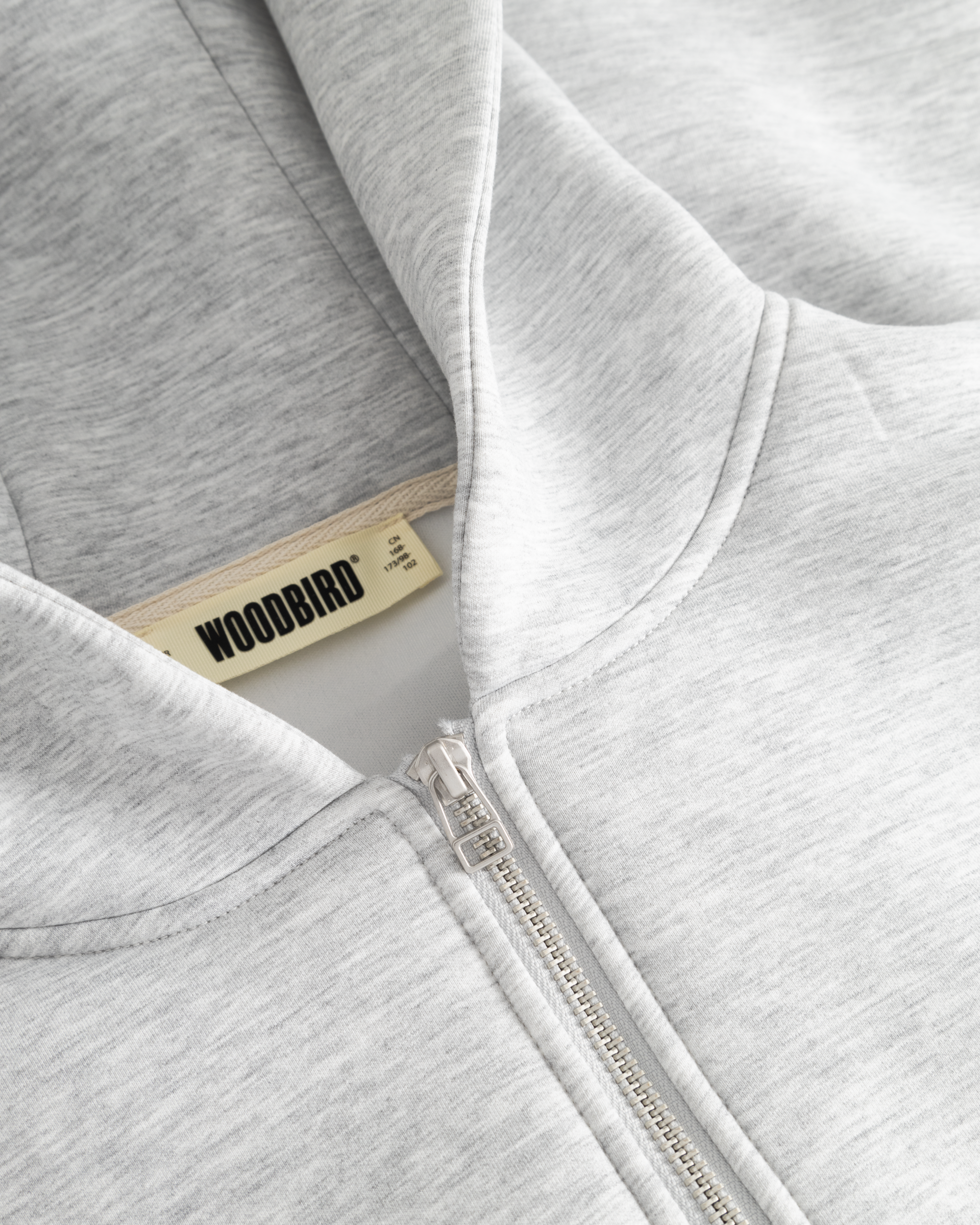 Woodbird WBFuji Scuba Zip Hoodie Sweats Light Grey Melange