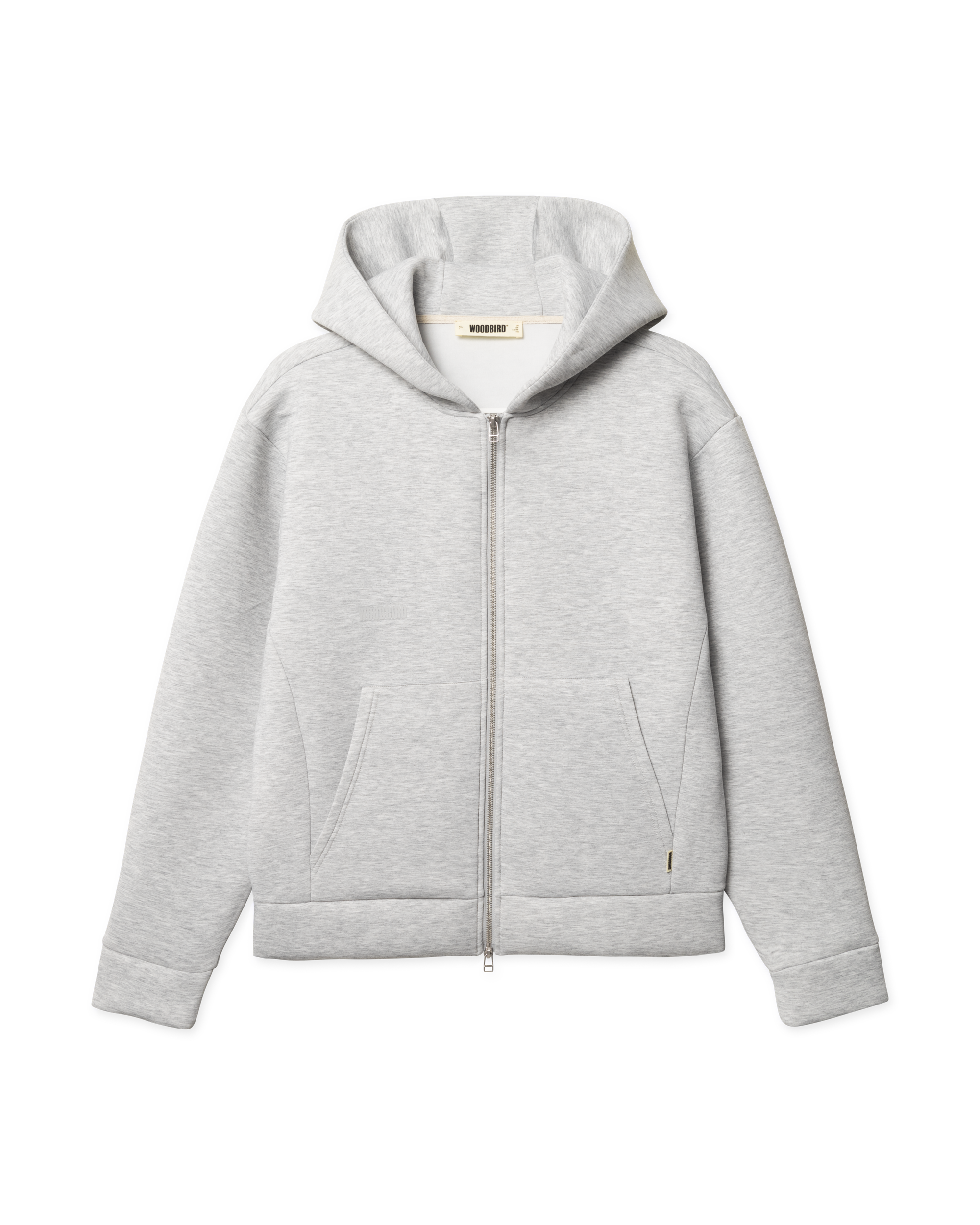 Woodbird WBFuji Scuba Zip Hoodie Sweats Light Grey Melange