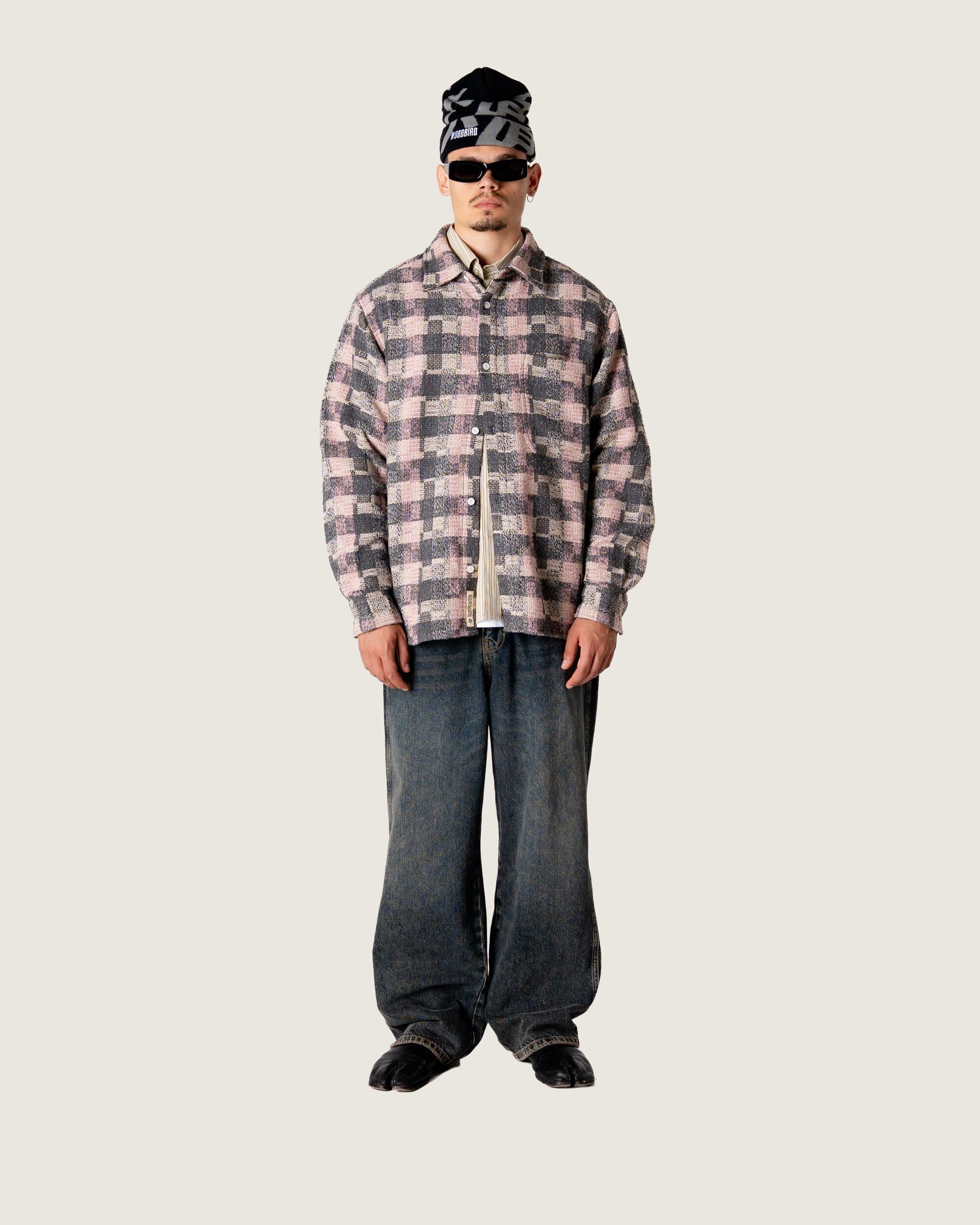 Woodbird WBGlixto Structure Shirt Shirts Grey-Brown