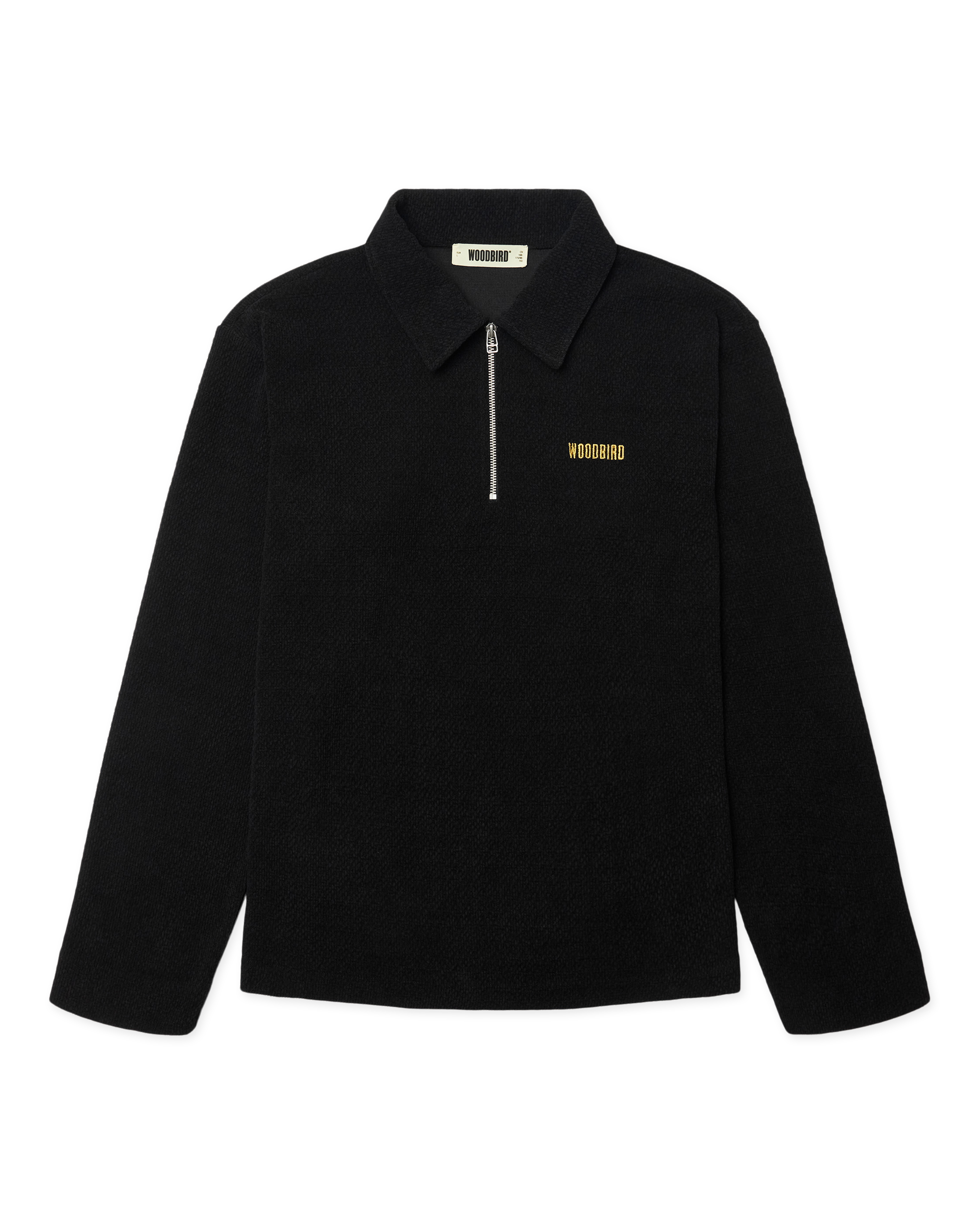 Woodbird WBHiro LS Jiu Zip Polo T-Shirts Black