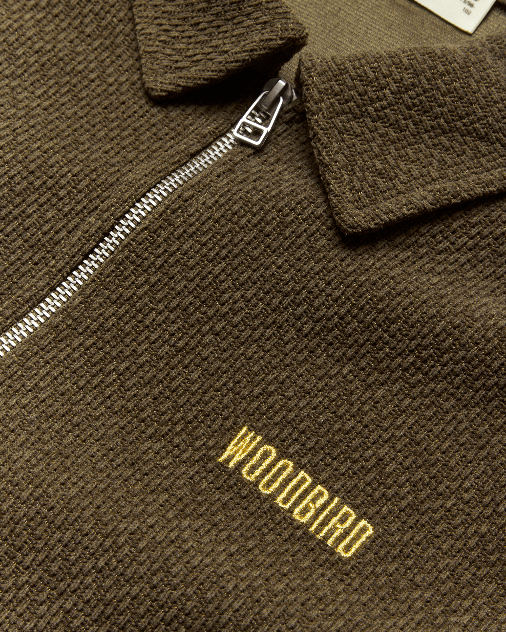 Woodbird WBHiro LS Jiu Zip Polo T-Shirts Dark Olive