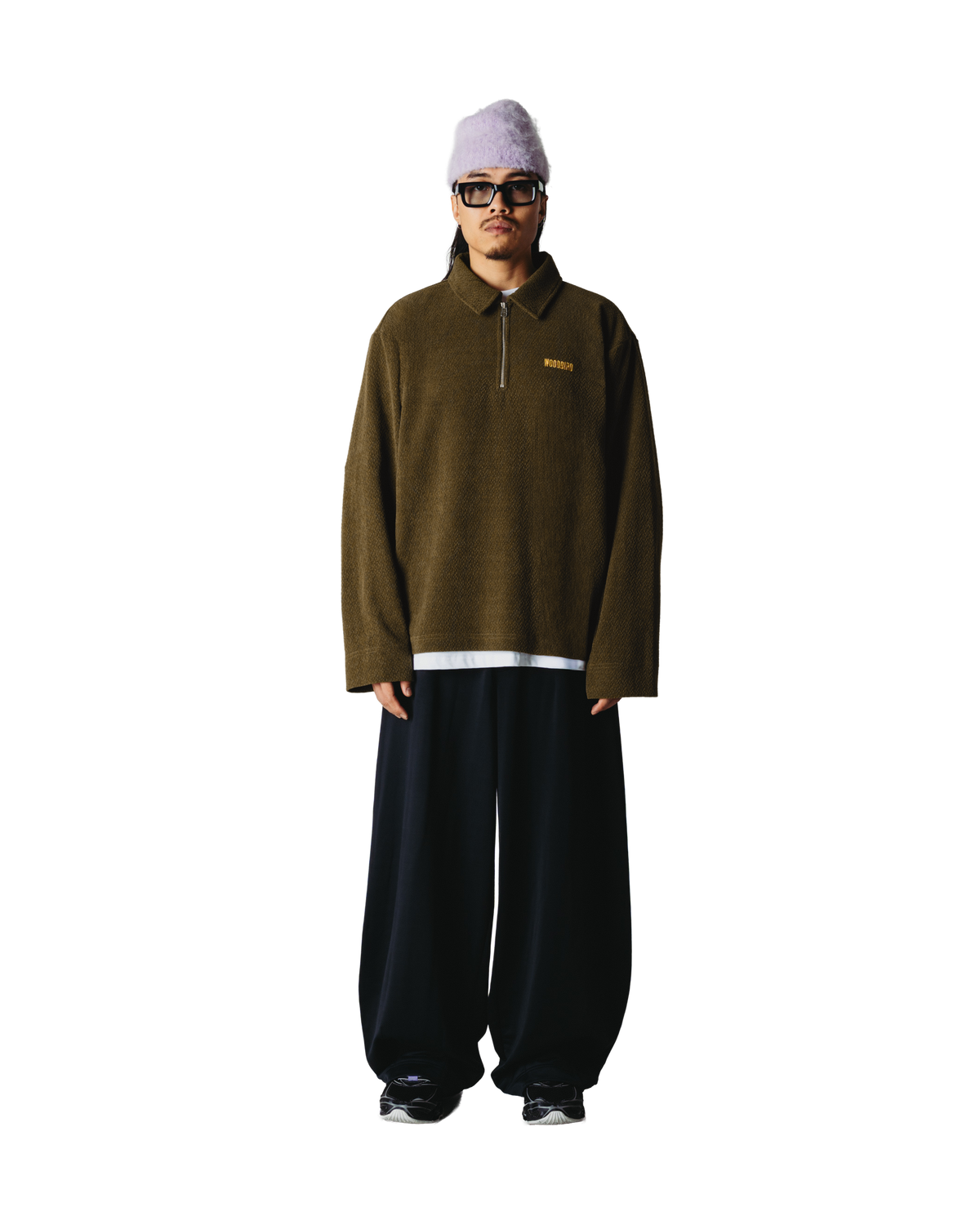 Woodbird WBHiro LS Jiu Zip Polo T-Shirts Dark Olive