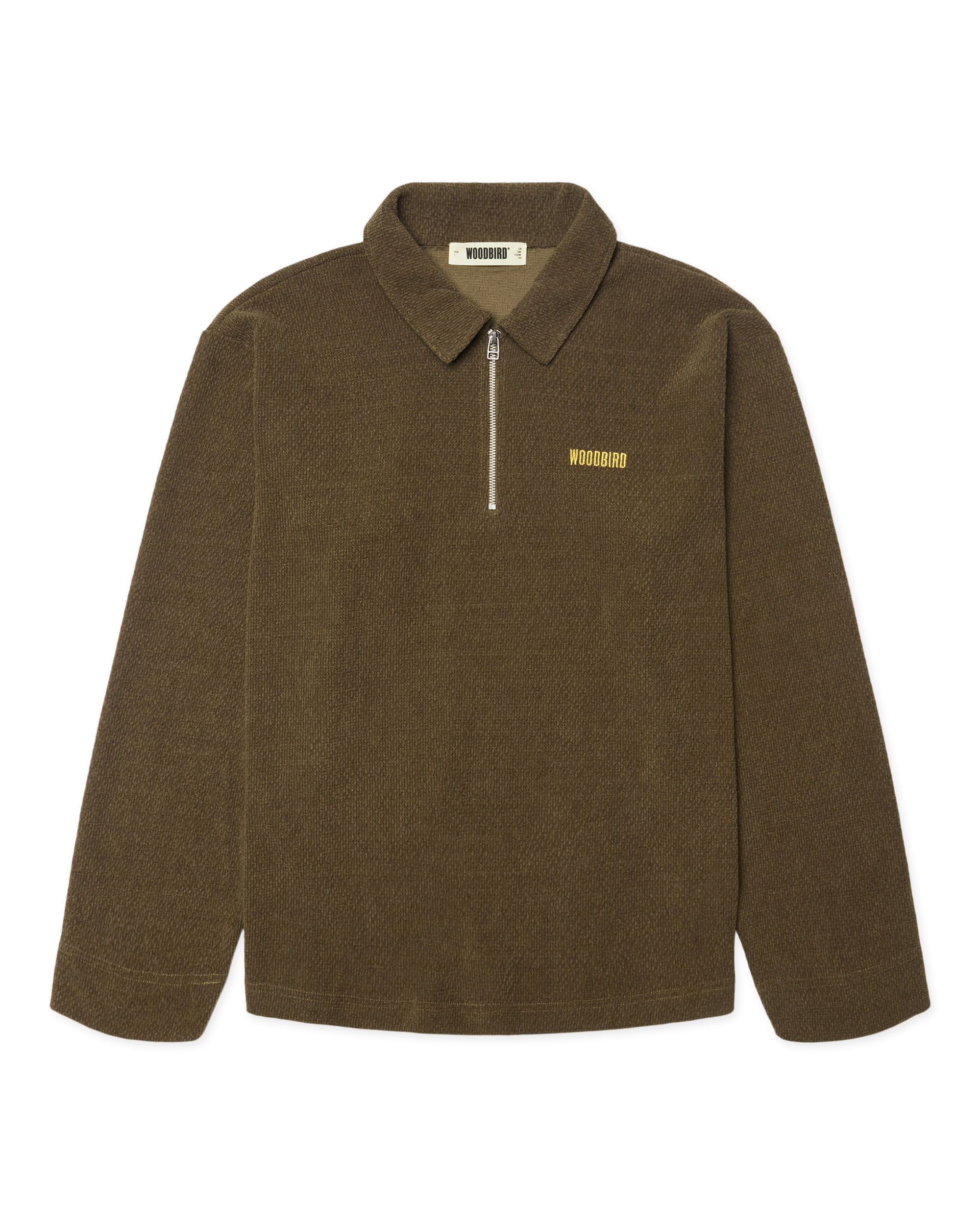 Woodbird WBHiro LS Jiu Zip Polo T-Shirts Dark Olive