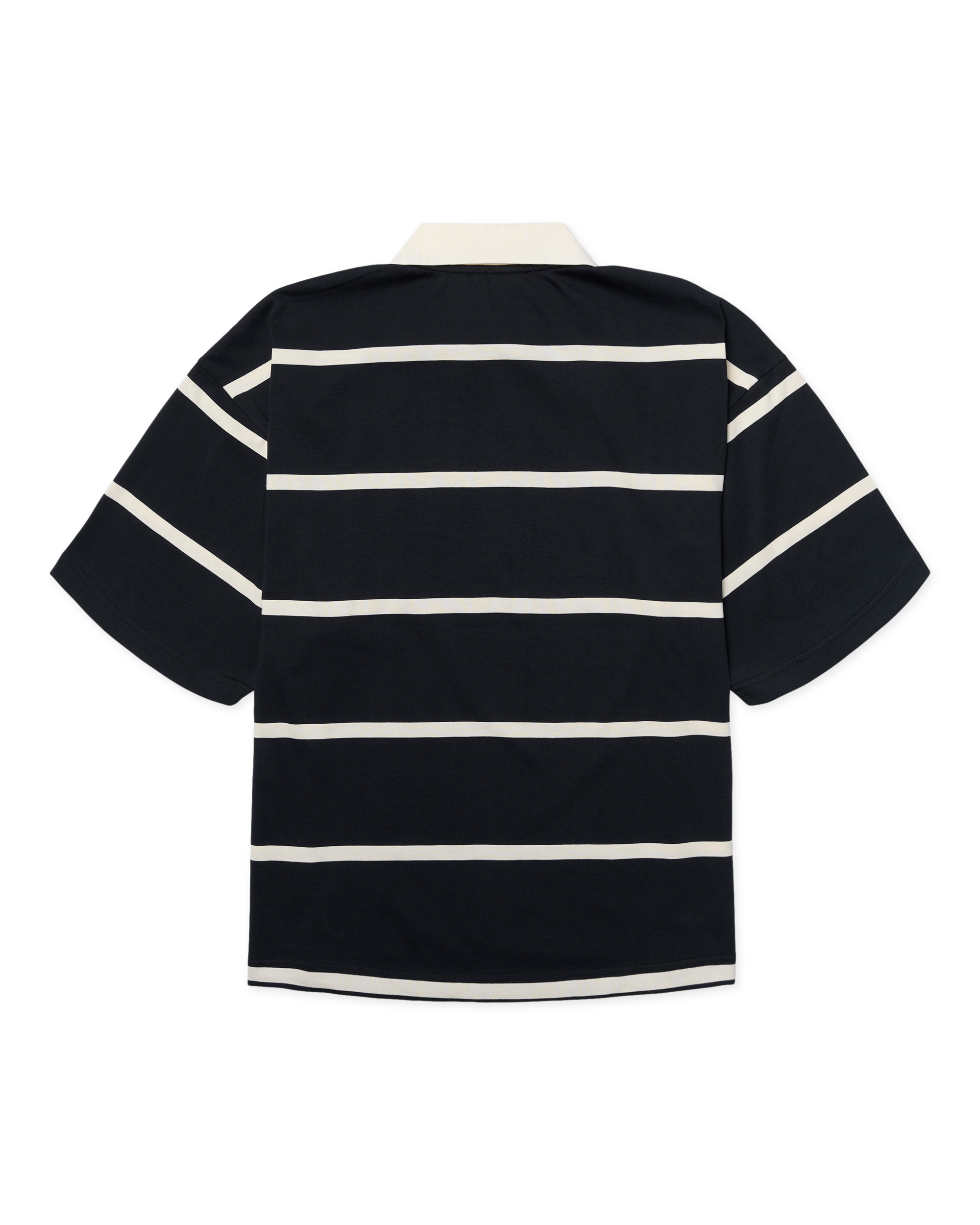 Woodbird WBHiro S/S Stripe Zip Polo T-Shirts Off White-Navy