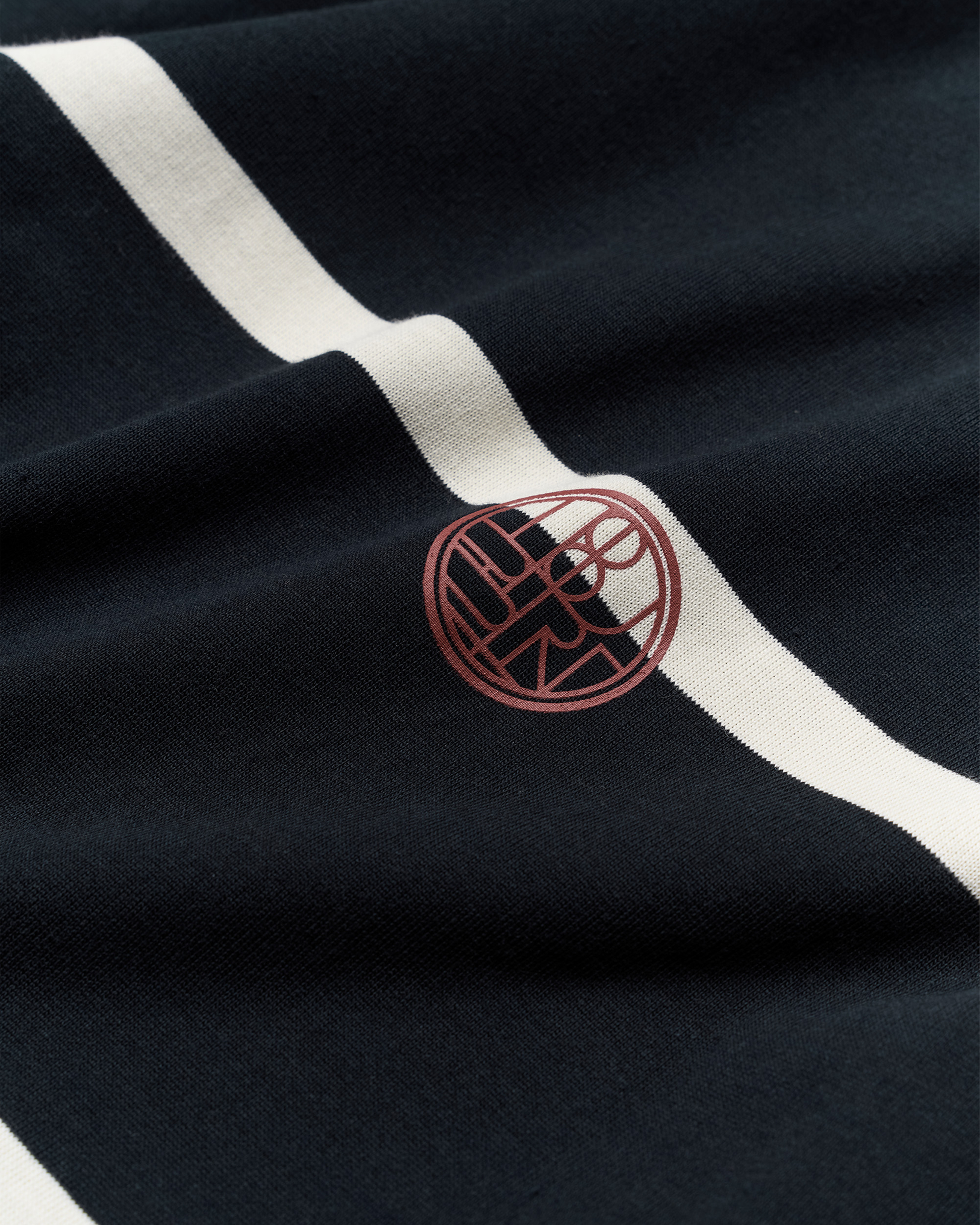 Woodbird WBHiro S/S Stripe Zip Polo T-Shirts Off White-Navy