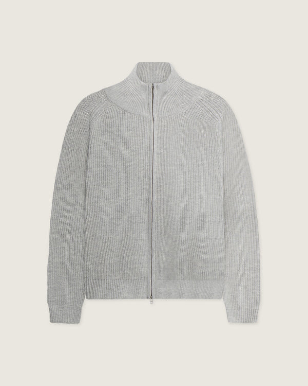 Woodbird WBJass Wool Zip Knits Light Grey Melange