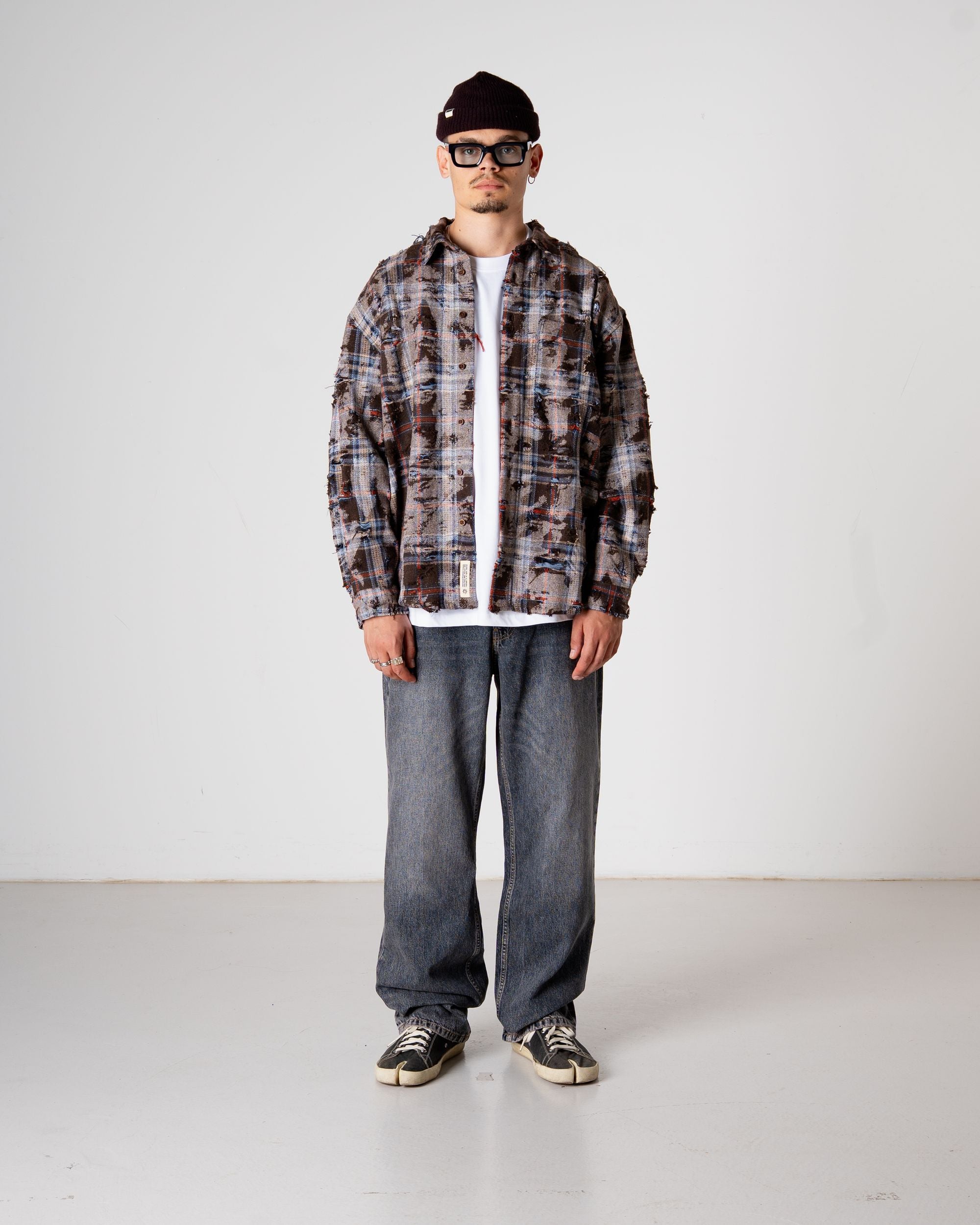 Woodbird WBJong Ripped Shirt Shirts Brown Check