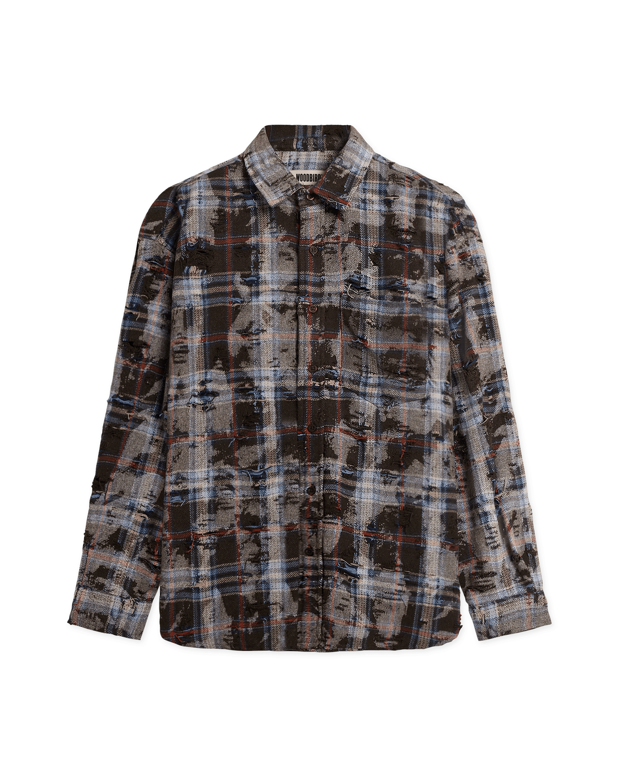 Woodbird WBJong Ripped Shirt Shirts Brown Check