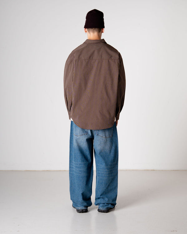 Woodbird WBJong Stripe shirt Shirts Brown