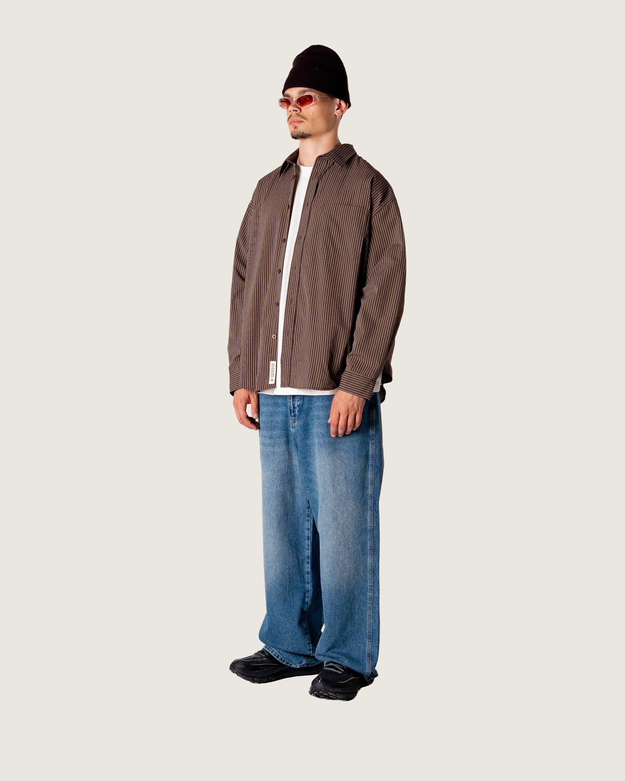Woodbird WBJong Stripe shirt Shirts Brown
