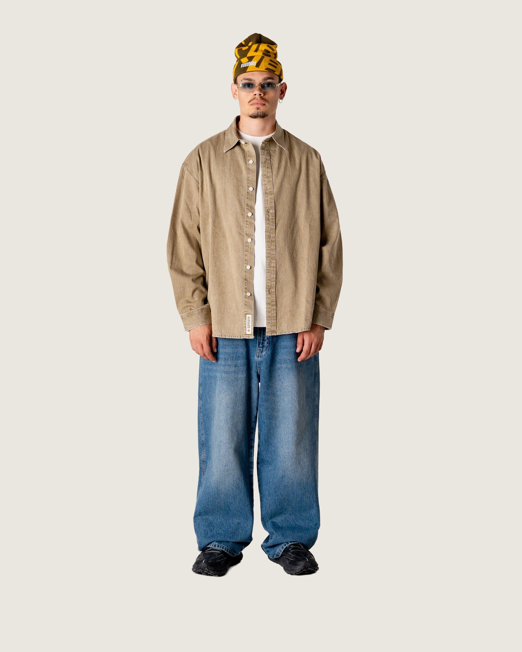 Woodbird WBJong Washed Shirt Shirts Stone