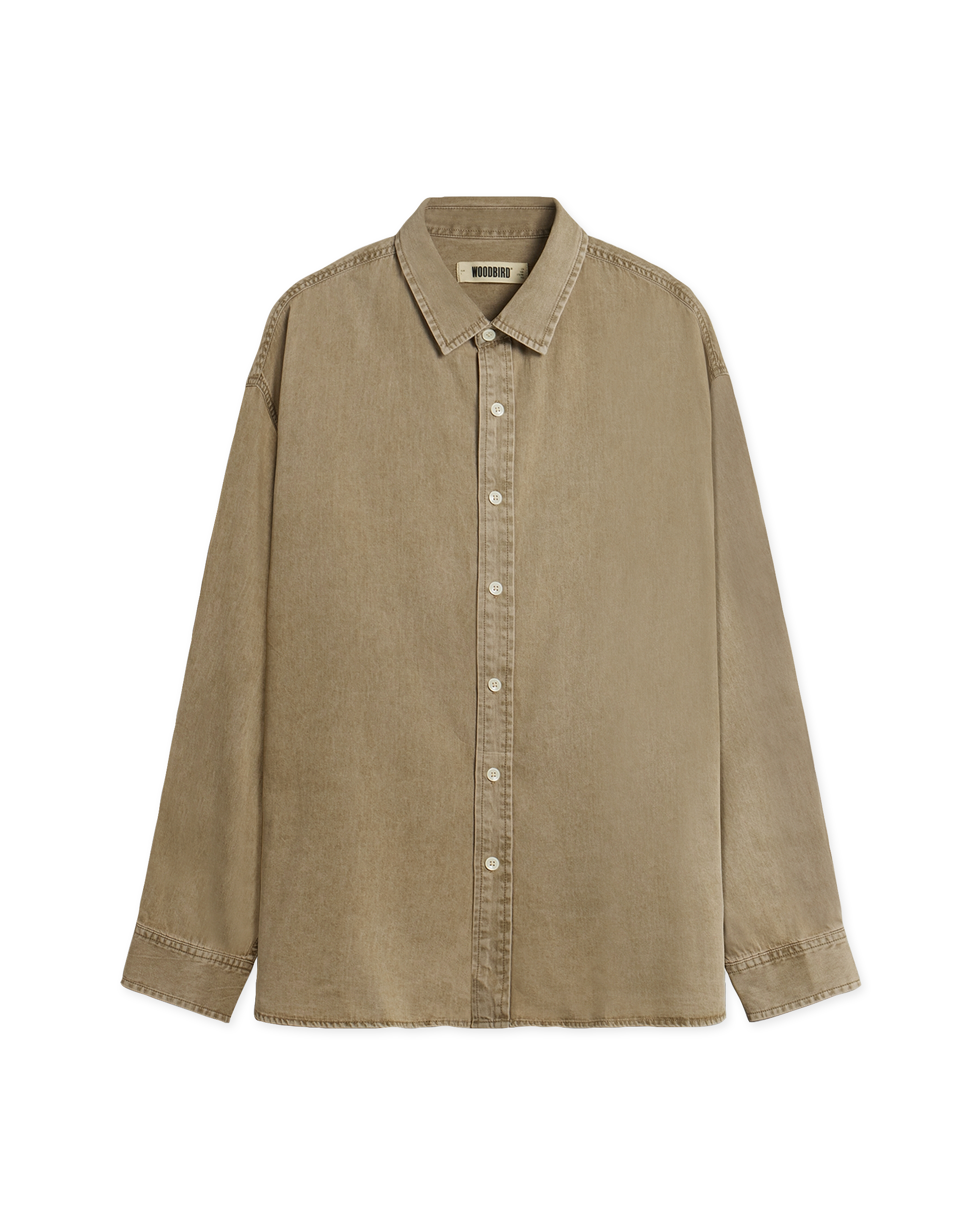 Woodbird WBJong Washed Shirt Shirts Stone