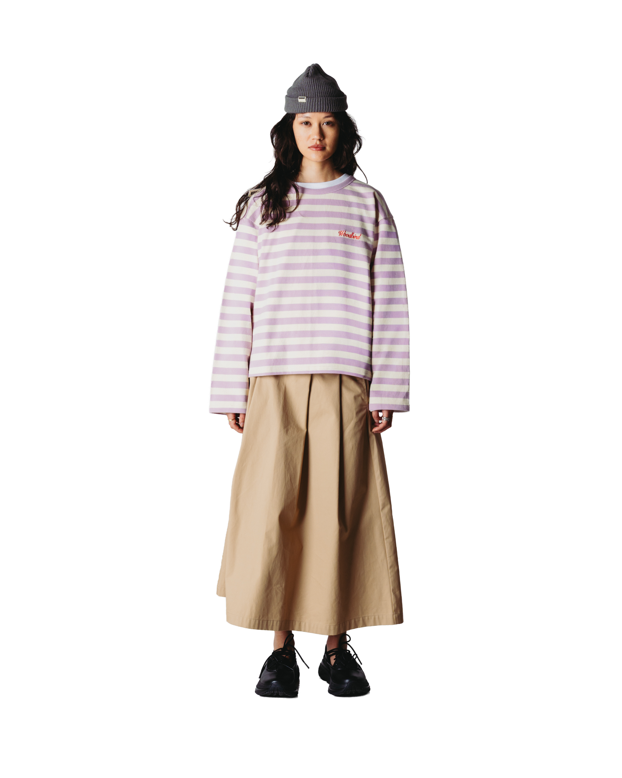 Woodbird Female WBJoul Wide Sleeve Stripe Tee T-Shirts White-Pink