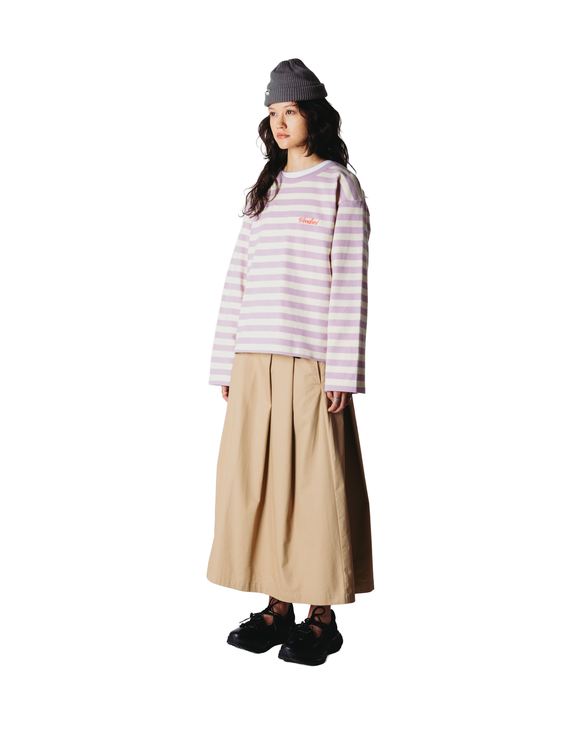 Woodbird Female WBJoul Wide Sleeve Stripe Tee T-Shirts White-Pink