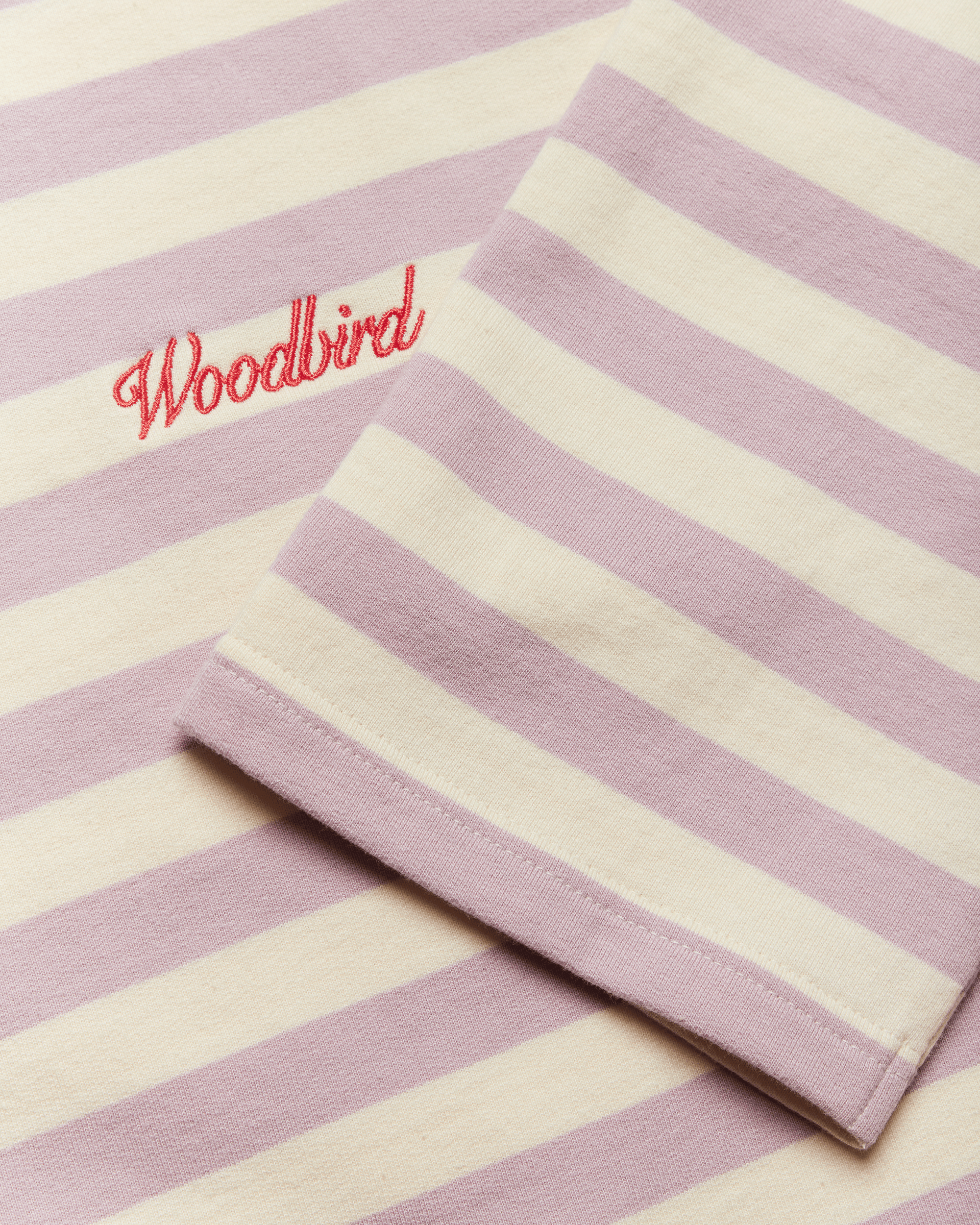Woodbird Female WBJoul Wide Sleeve Stripe Tee T-Shirts White-Pink