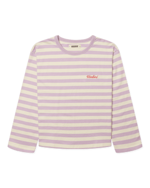 Woodbird Female WBJoul Wide Sleeve Stripe Tee T-Shirts White-Pink