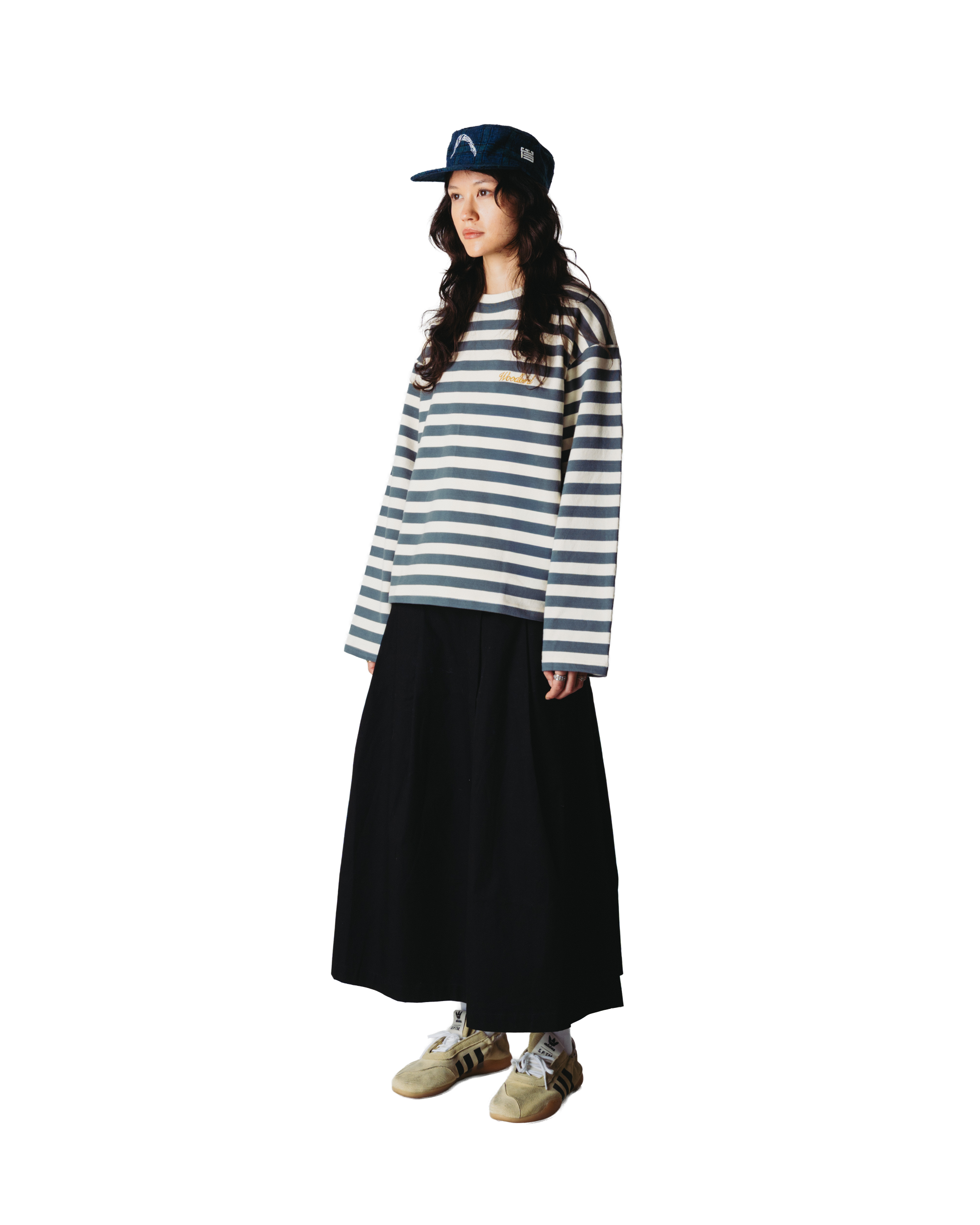 Woodbird Female WBJoul Wide Sleeve Stripe Tee T-Shirts White-Slate Blue
