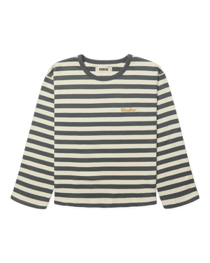 Woodbird Female WBJoul Wide Sleeve Stripe Tee T-Shirts White-Slate Blue